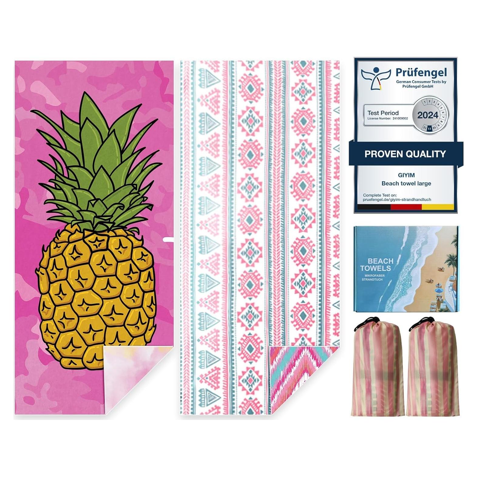 Toallas de Playa Giyim - Paquete de 2 Microfibra 180x99cm