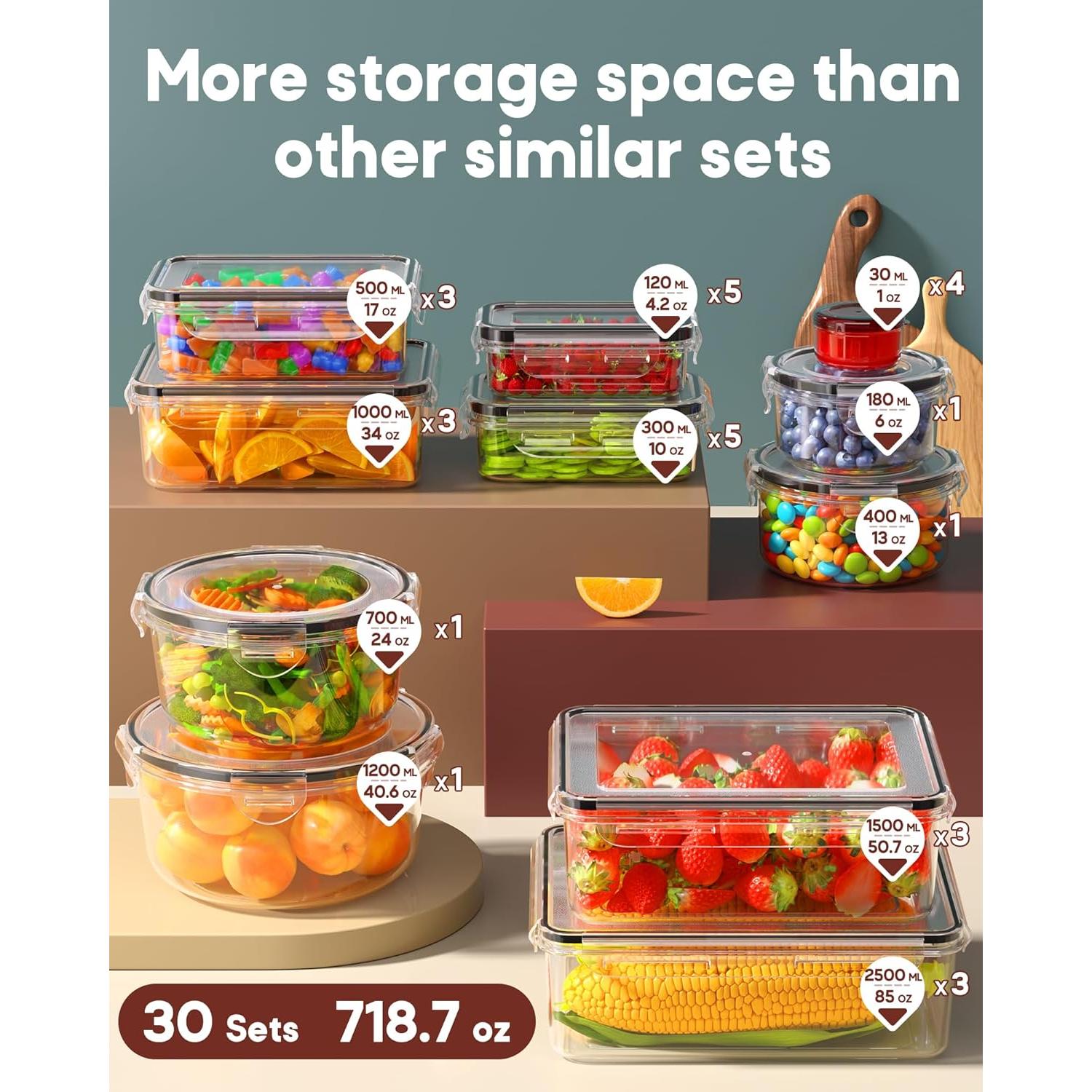 Juego de 60 Contenedores Herméticos Canfanni 2.8kg A Prueba de Fugas