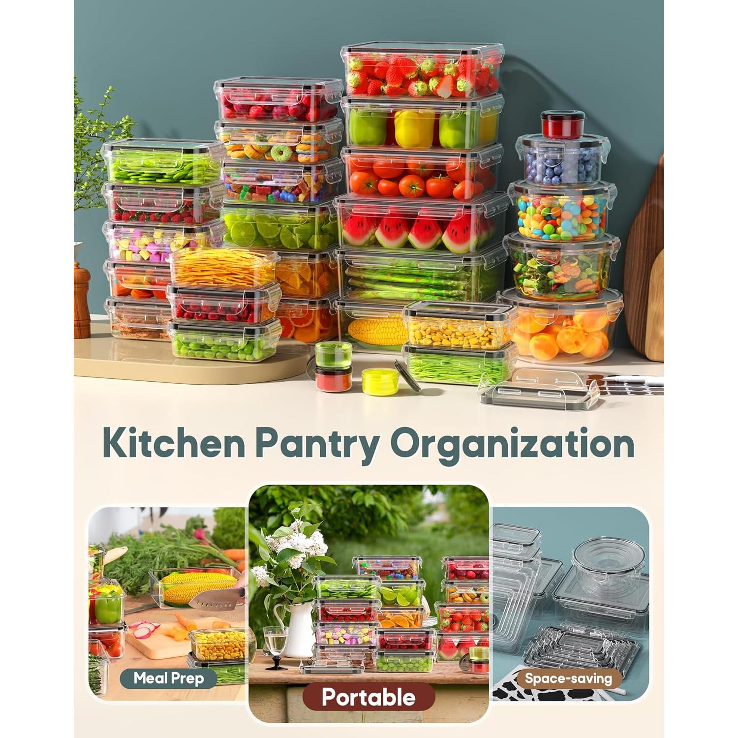 Juego de 60 Contenedores Herméticos Canfanni 2.8kg A Prueba de Fugas