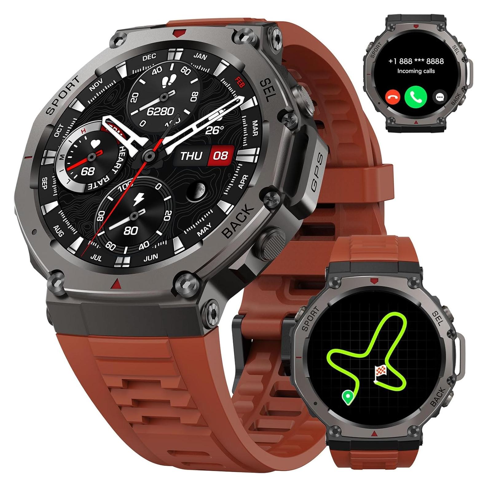 Reloj Inteligente Deportivo PAAZOMU Rojo 50M GPS AMOLED 170+ Modos