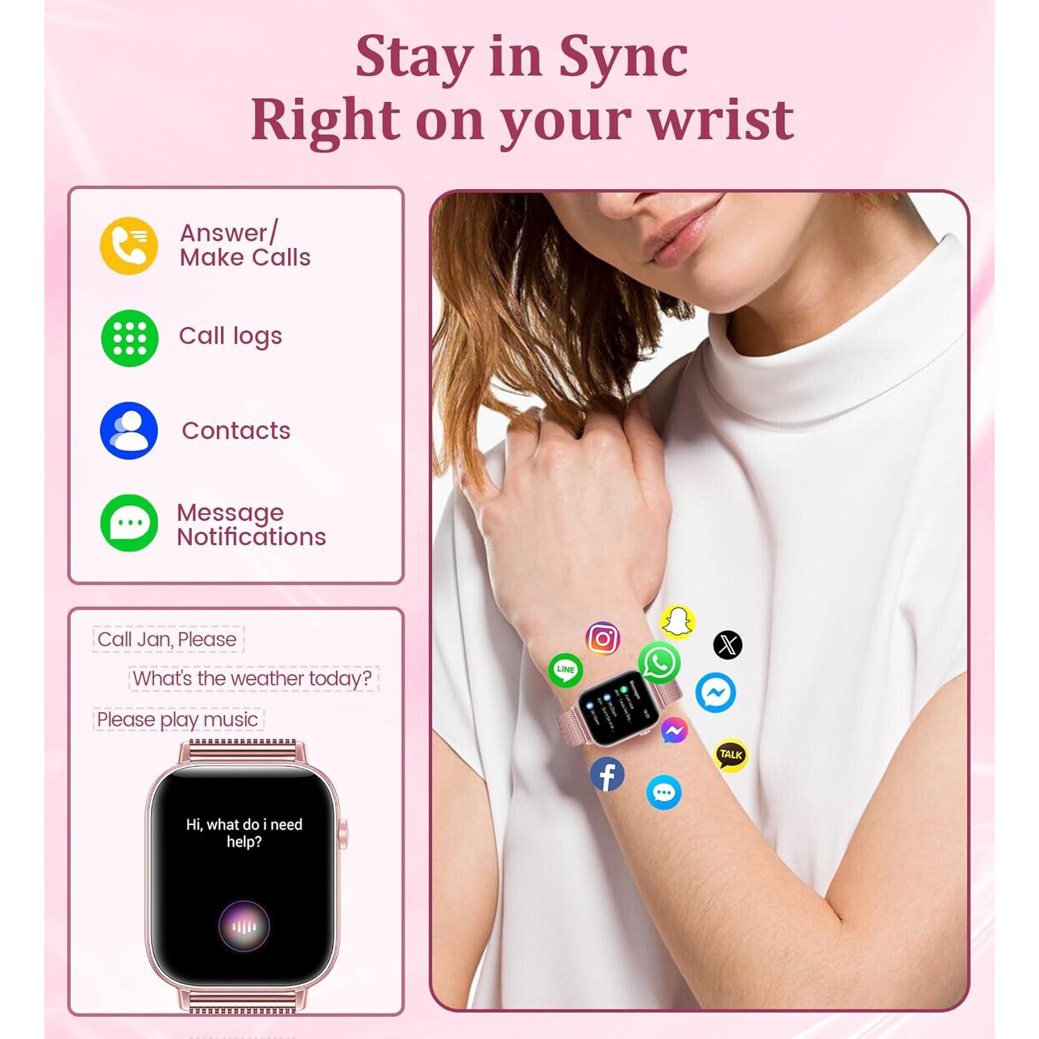 Reloj Inteligente Betatree 1.83" para Mujeres Bluetooth Fitness