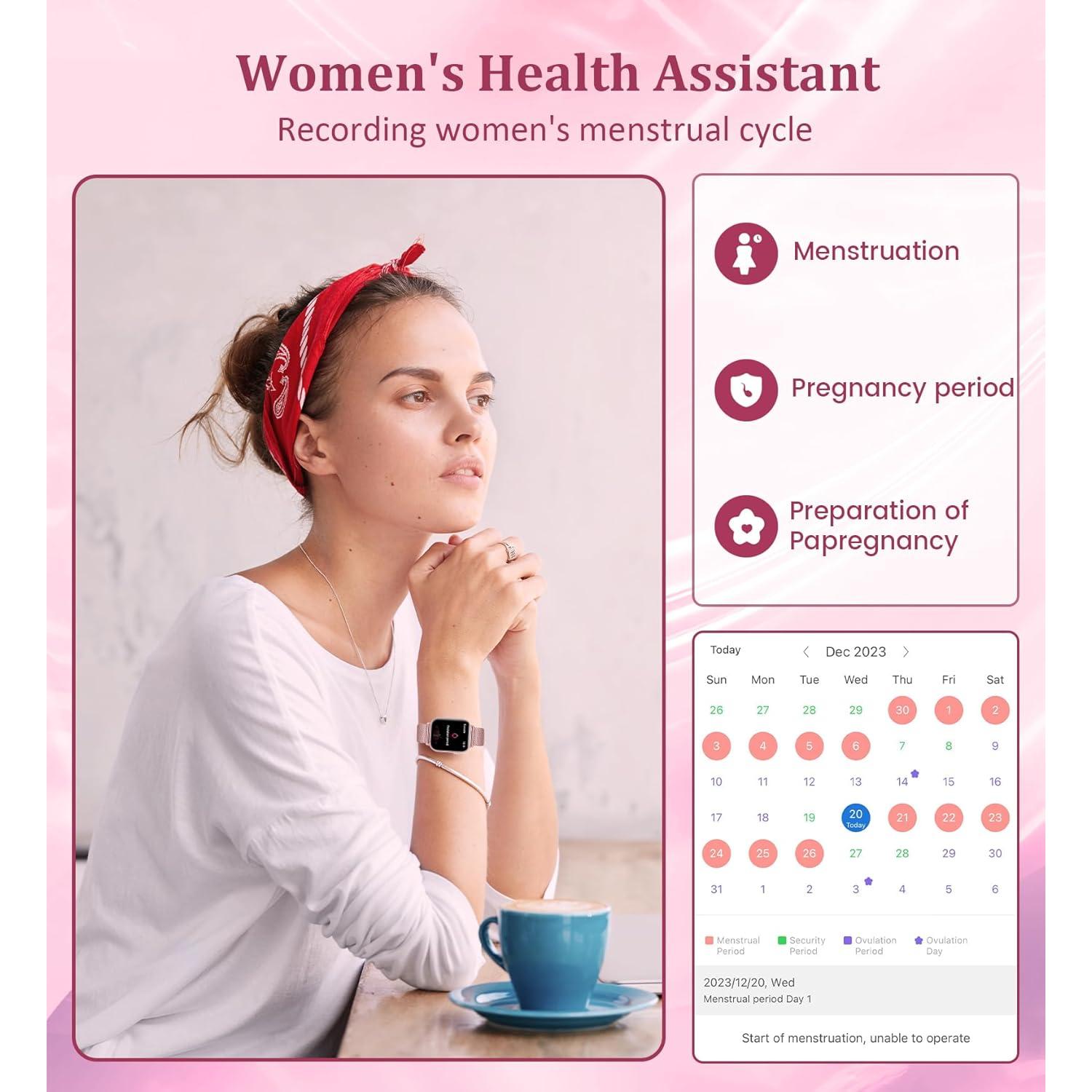 Reloj Inteligente Betatree 1.83" para Mujeres Bluetooth Fitness