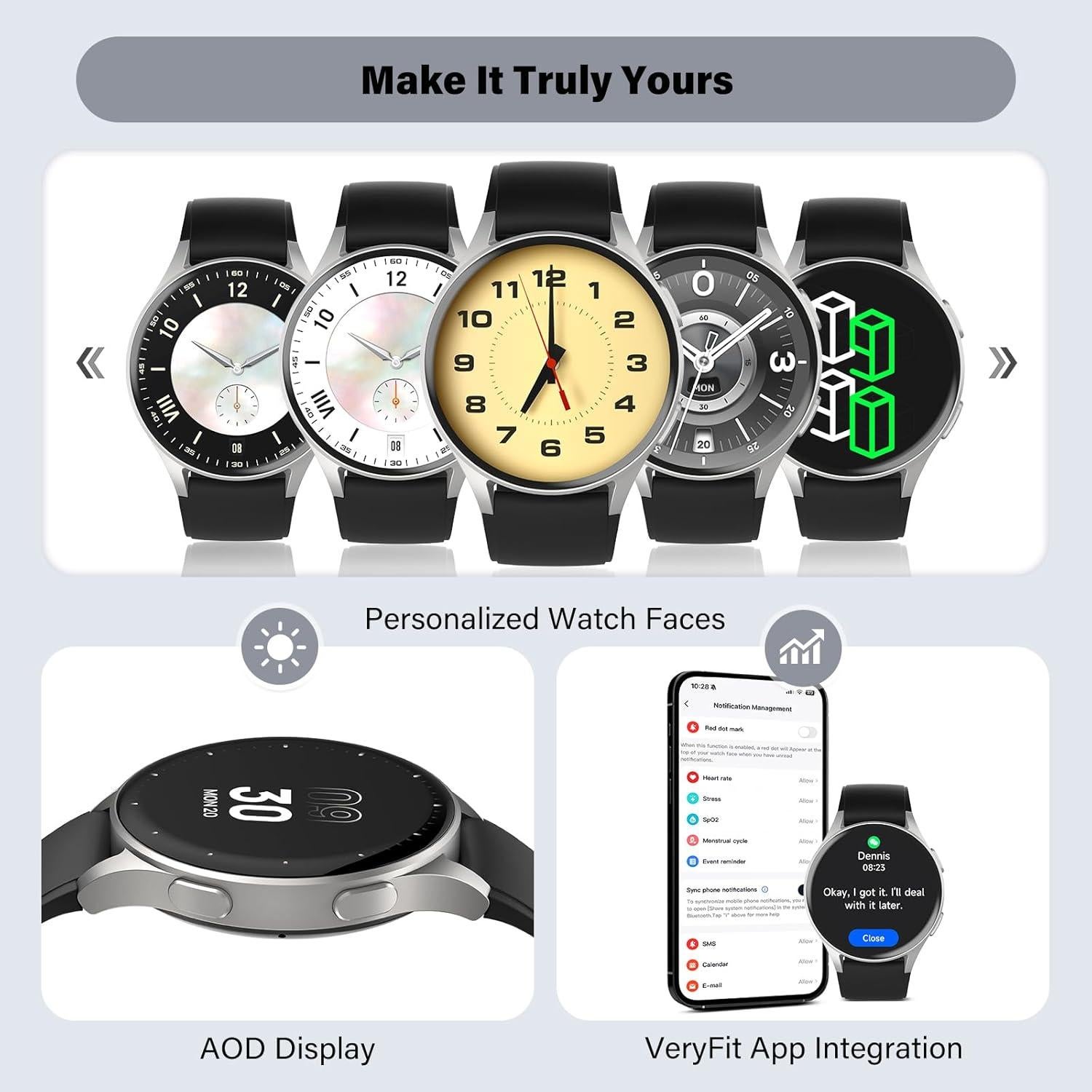 Reloj Inteligente QIPOPC GTX05 Negro 1.32" AMOLED GPS Alexa