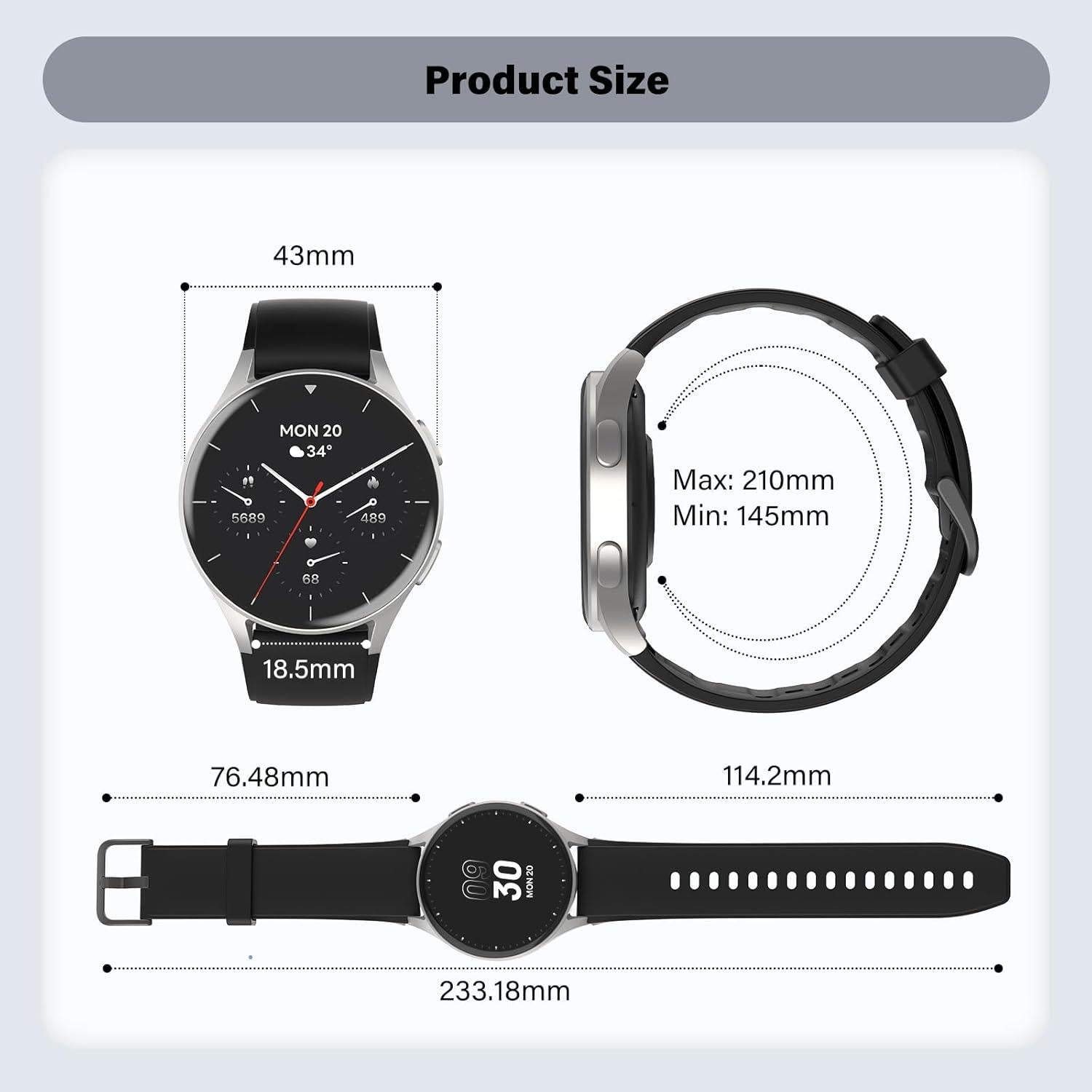 Reloj Inteligente QIPOPC GTX05 Negro 1.32" AMOLED GPS Alexa