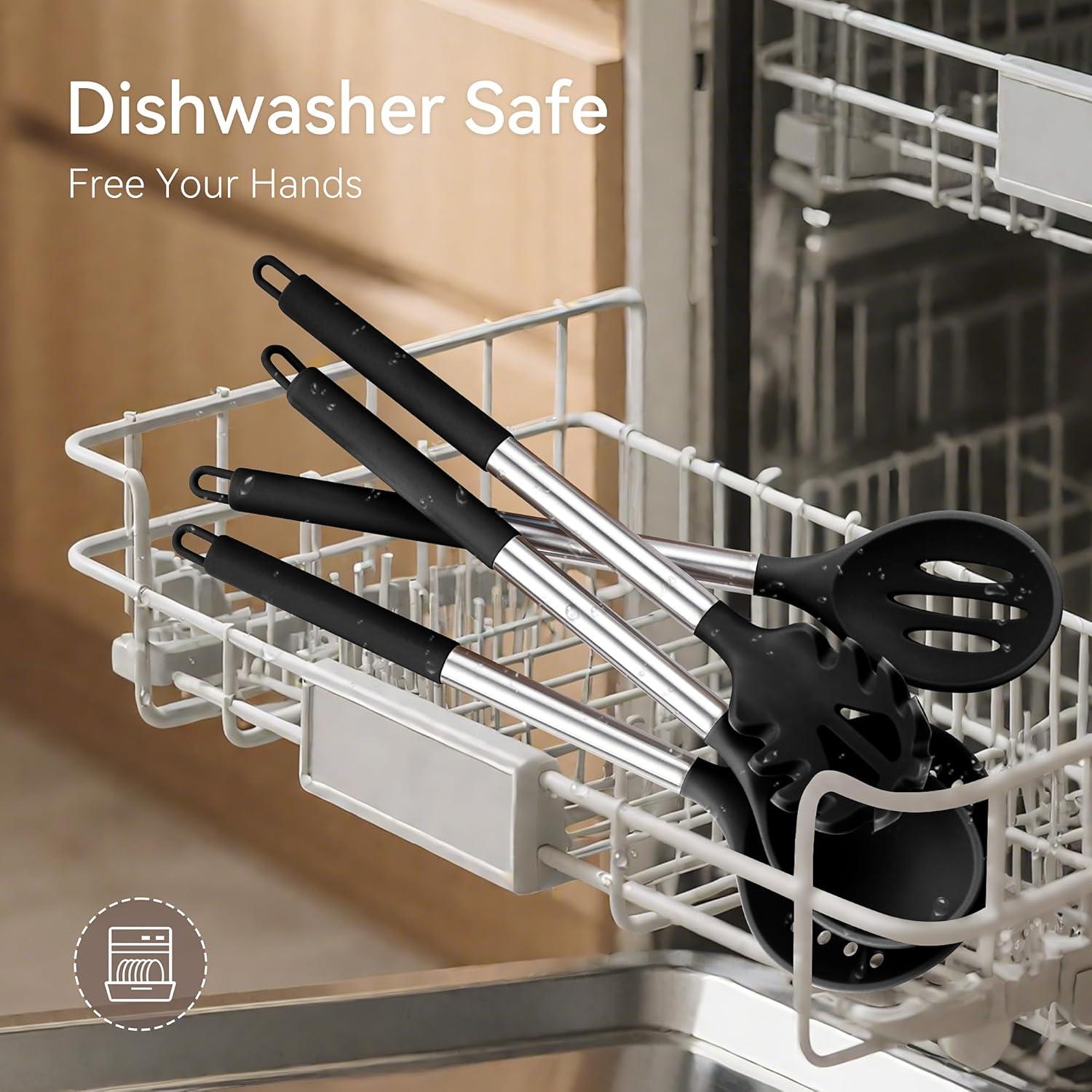 Juego de Utensilios de Cocina NCUE 28 Piezas Silicona Acero Inoxidable