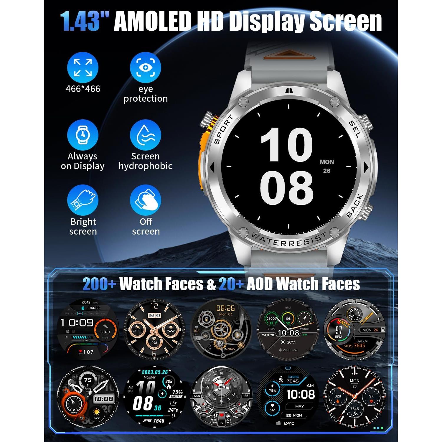 Reloj Inteligente PODOEIL DM56 con GPS y Llamadas Bluetooth
