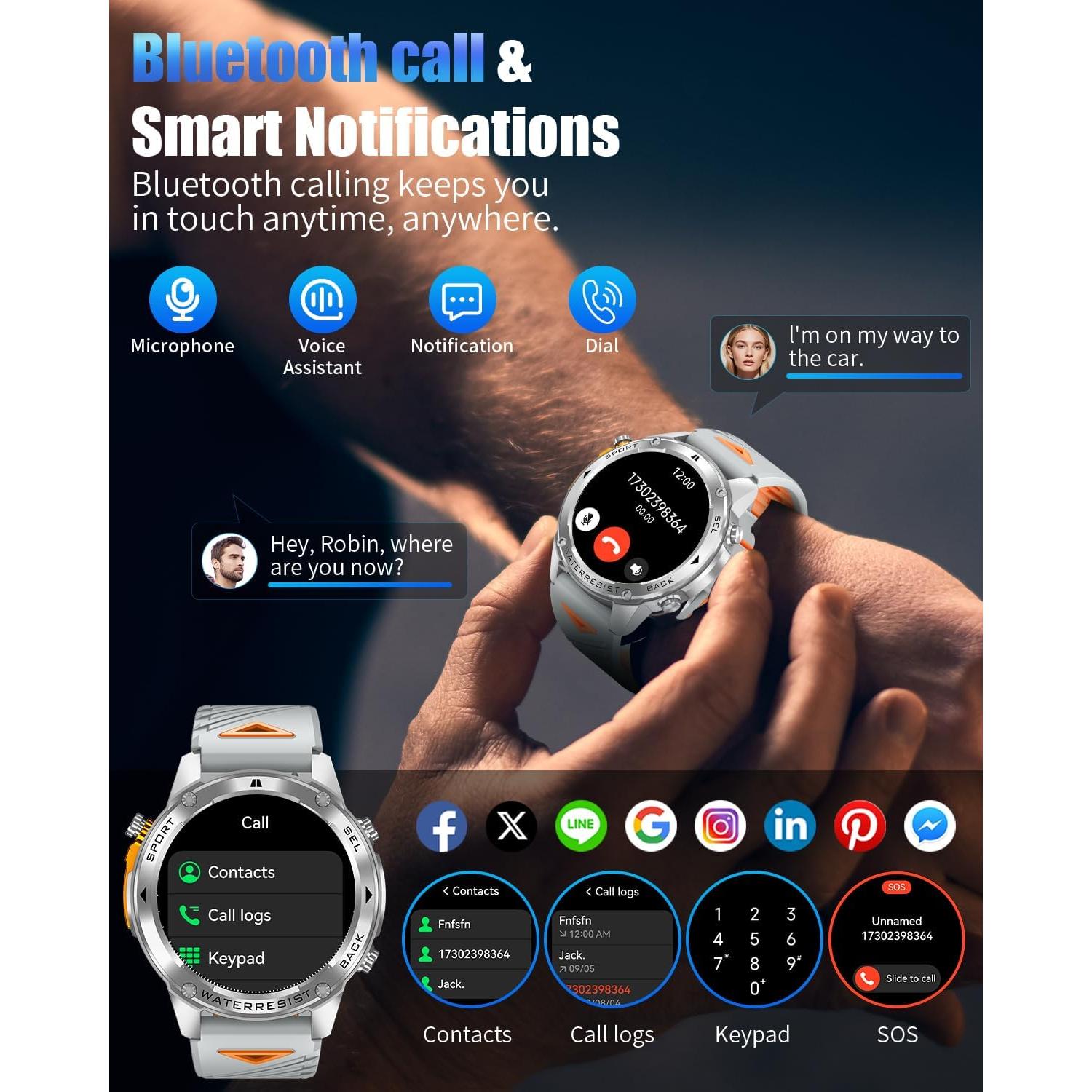 Reloj Inteligente PODOEIL DM56 con GPS y Llamadas Bluetooth