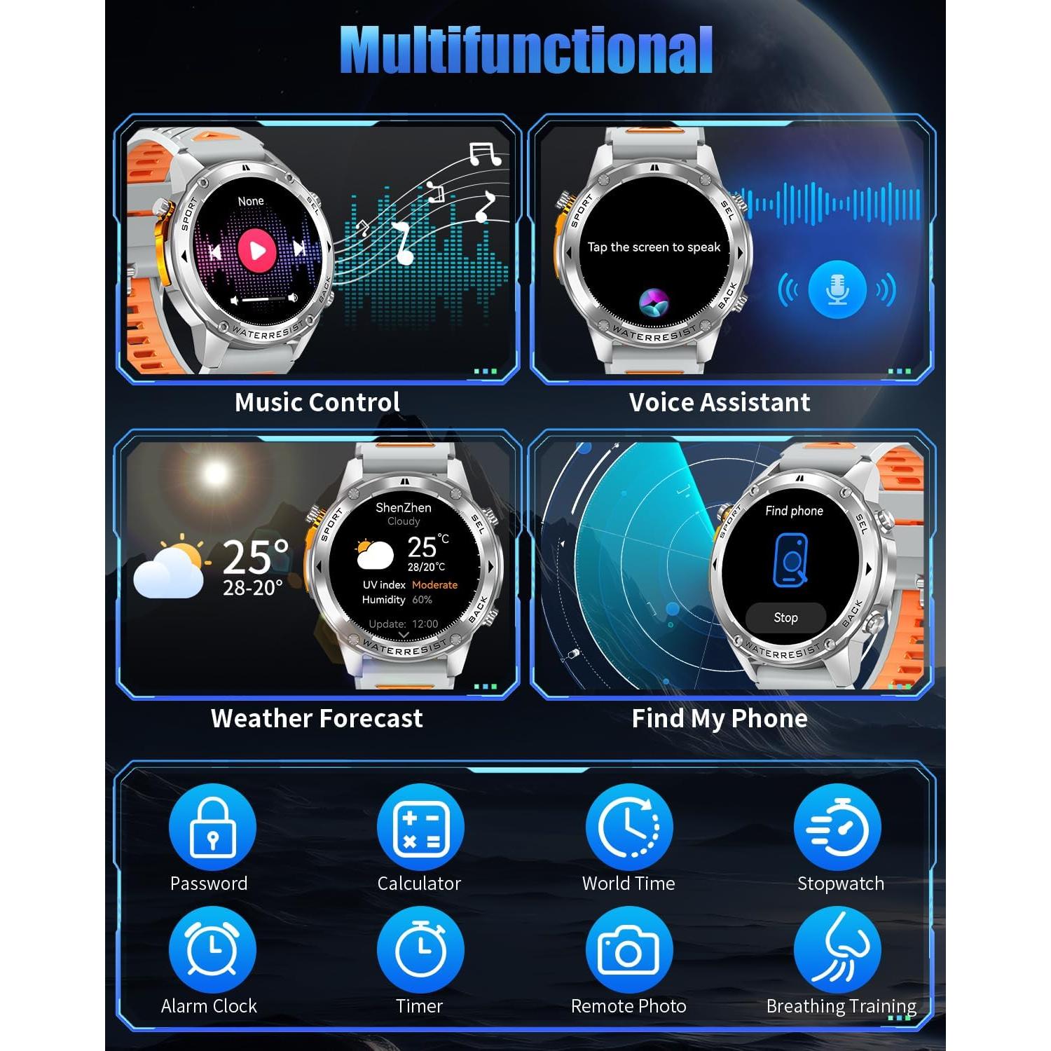 Reloj Inteligente PODOEIL DM56 con GPS y Llamadas Bluetooth