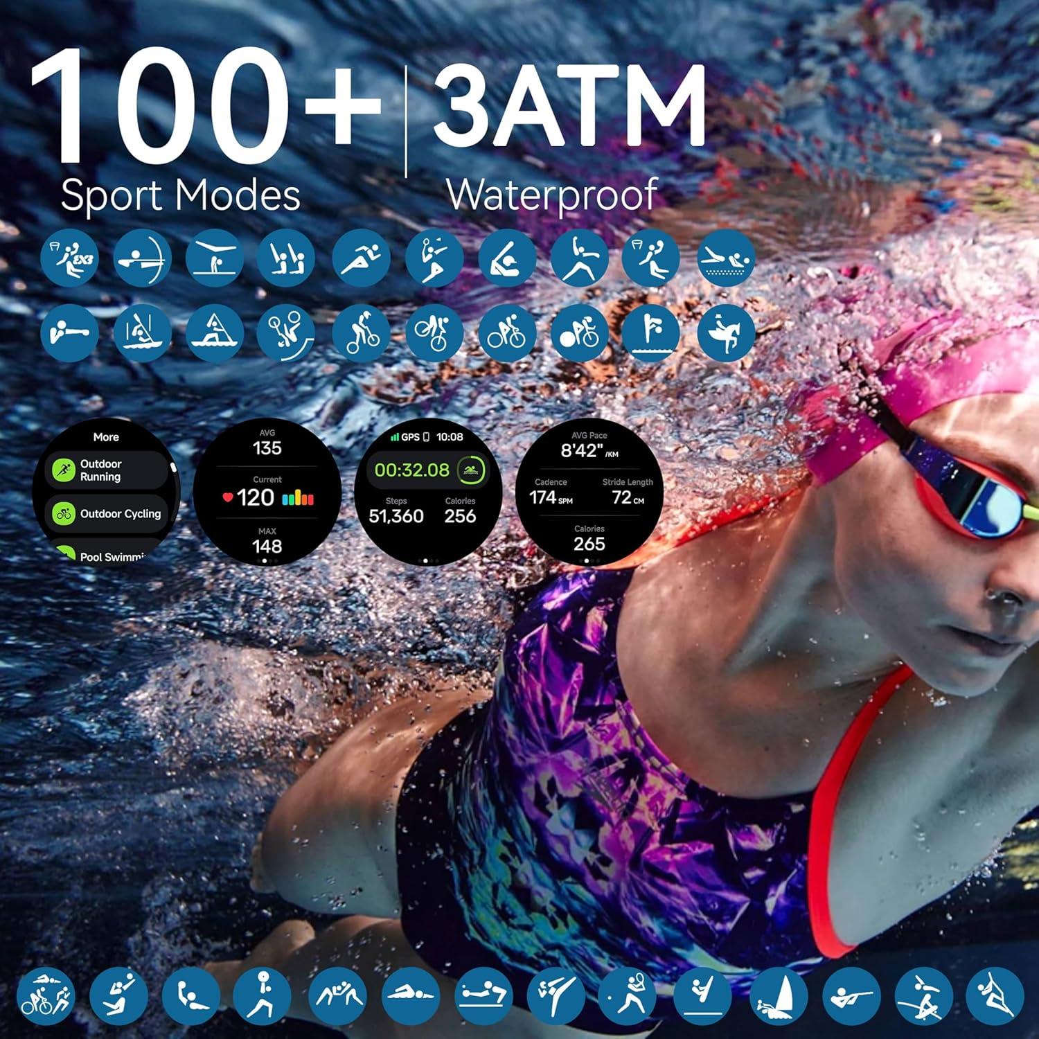 Reloj GPS KPEP R5G Negro 1.43" AMOLED Resistente al Agua