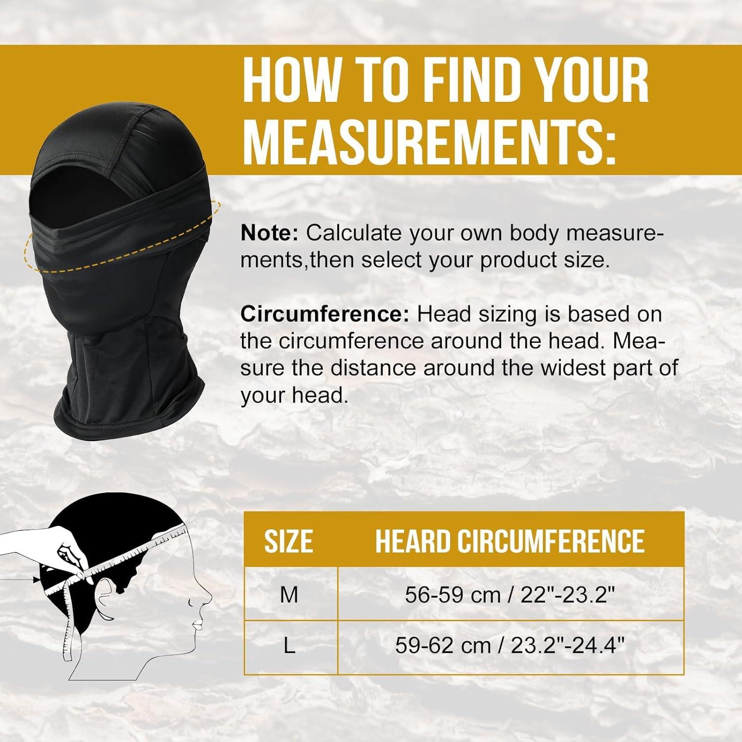 Balaclava OneTigris Unisex Mediana Negra para Ciclismo y Senderismo