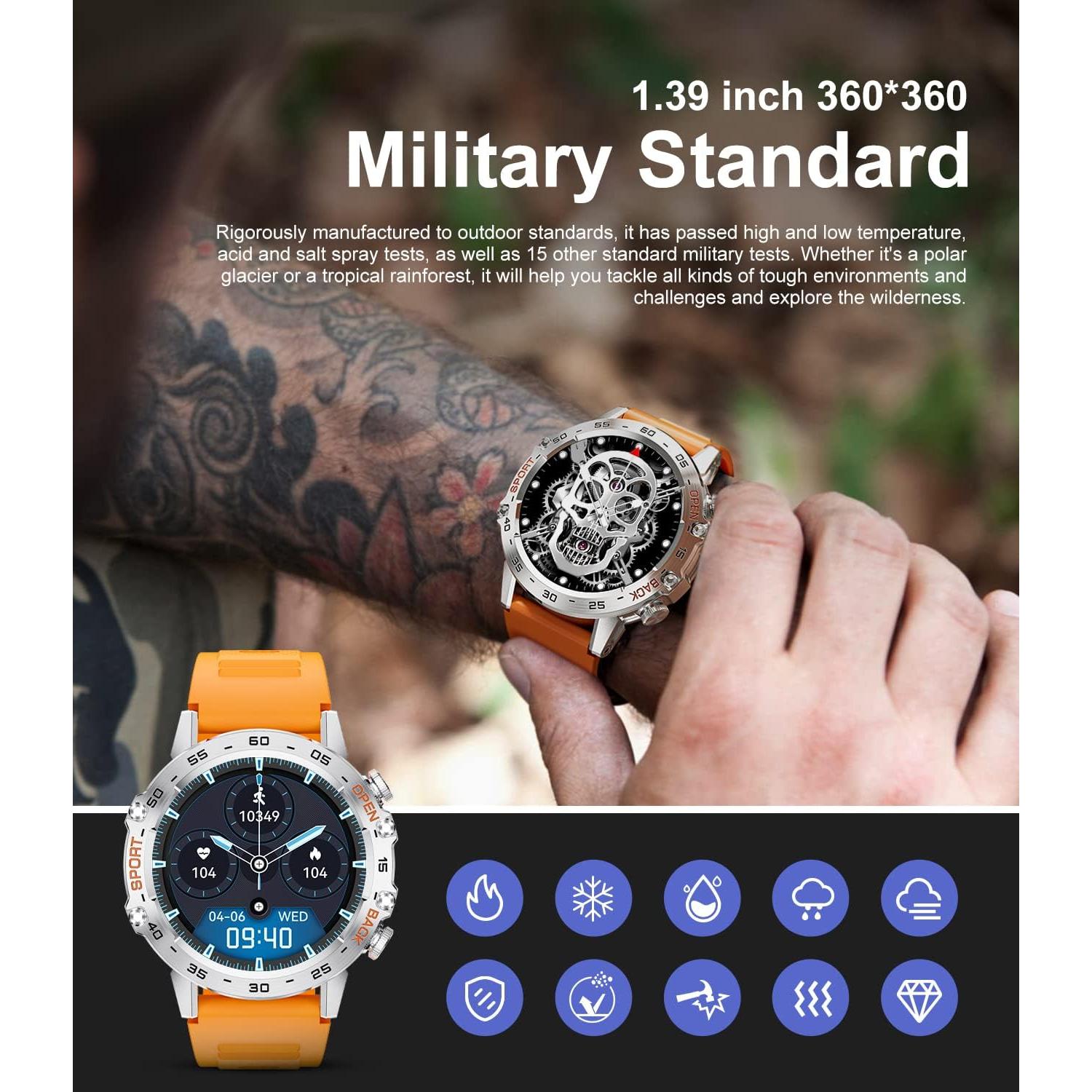 Reloj Inteligente Militar SUNKTA BW1846D Naranja 5ATM 100 Modos