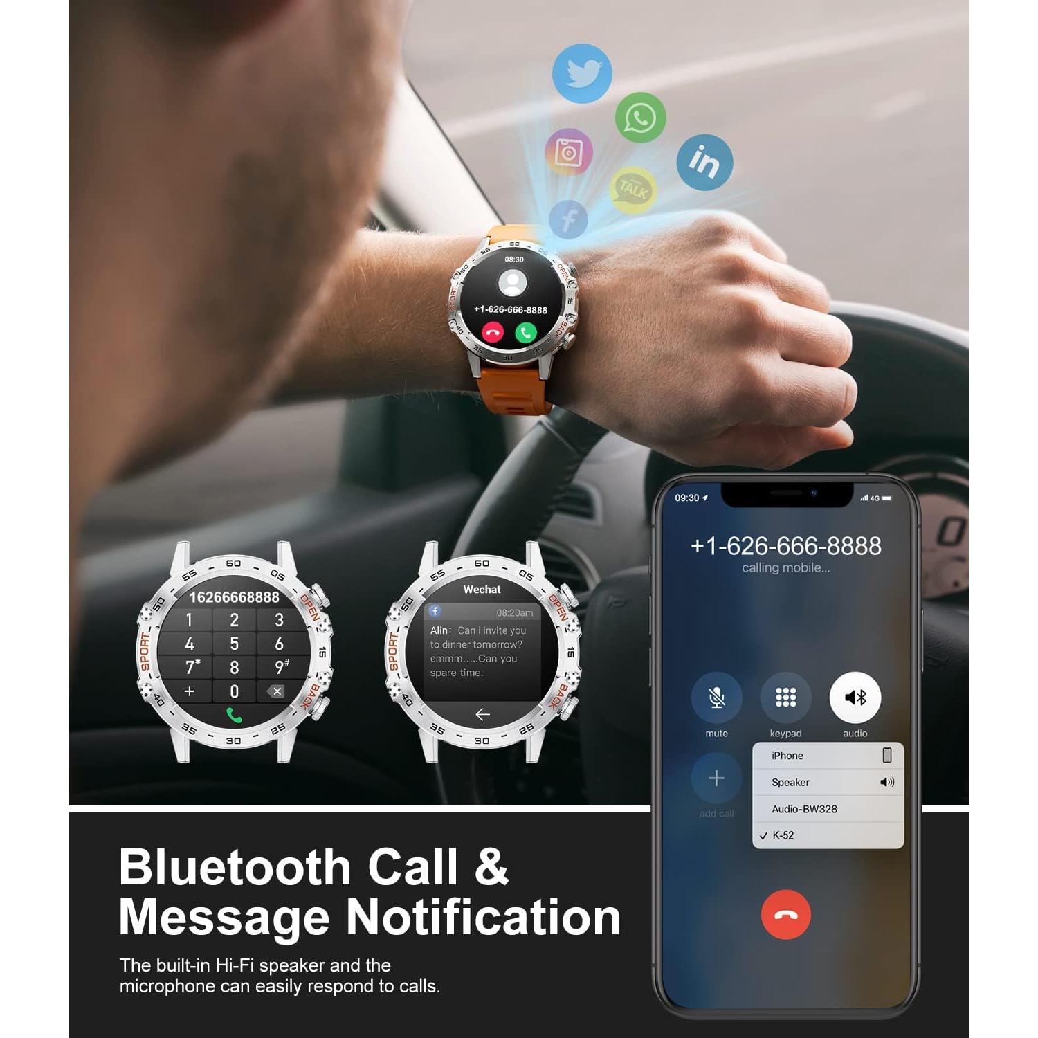 Reloj Inteligente Militar SUNKTA BW1846D Naranja 5ATM 100 Modos