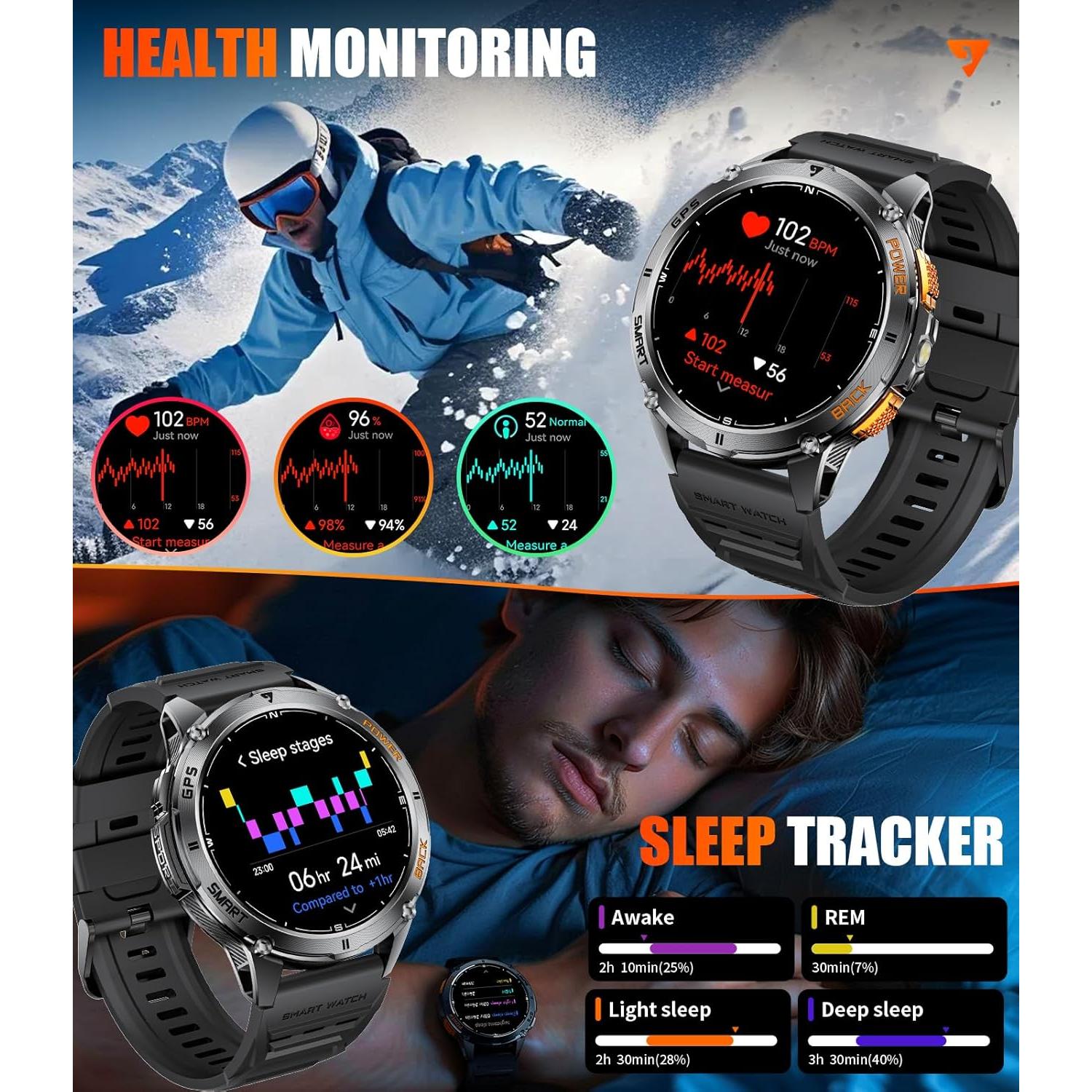 Reloj Inteligente Militar FOXBOX DM4-B con GPS y Linterna LED