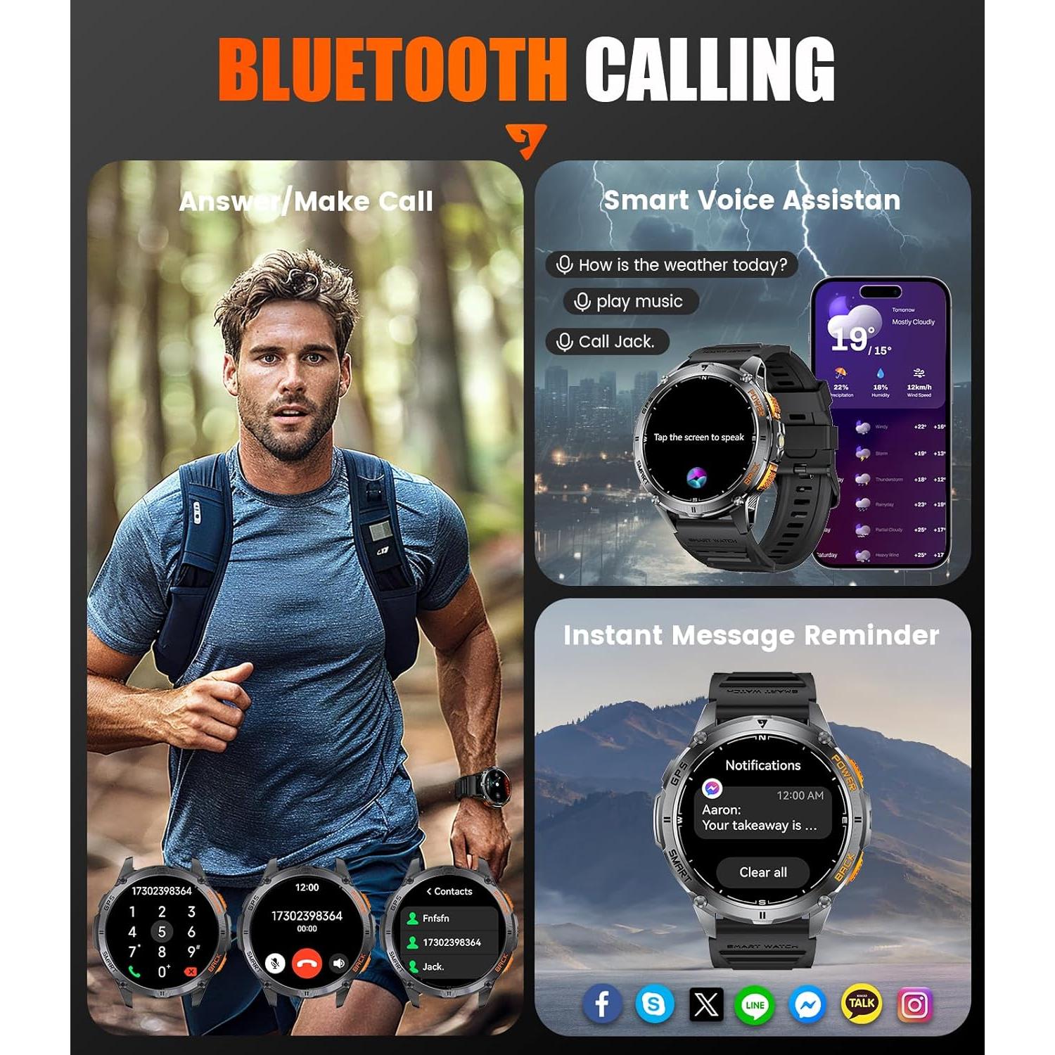 Reloj Inteligente Militar ESFOE DM4 GPS 1.43" AMOLED Negro