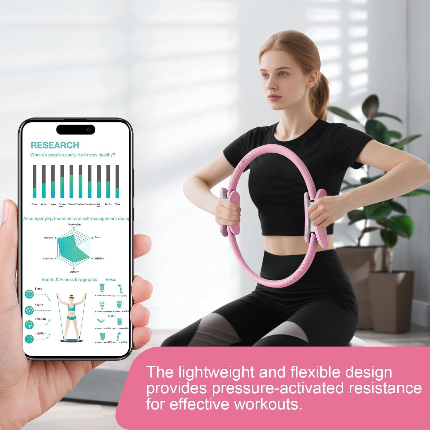 Anillo de Pilates Quorvella 38 cm Rosa con Mangos Acolchados