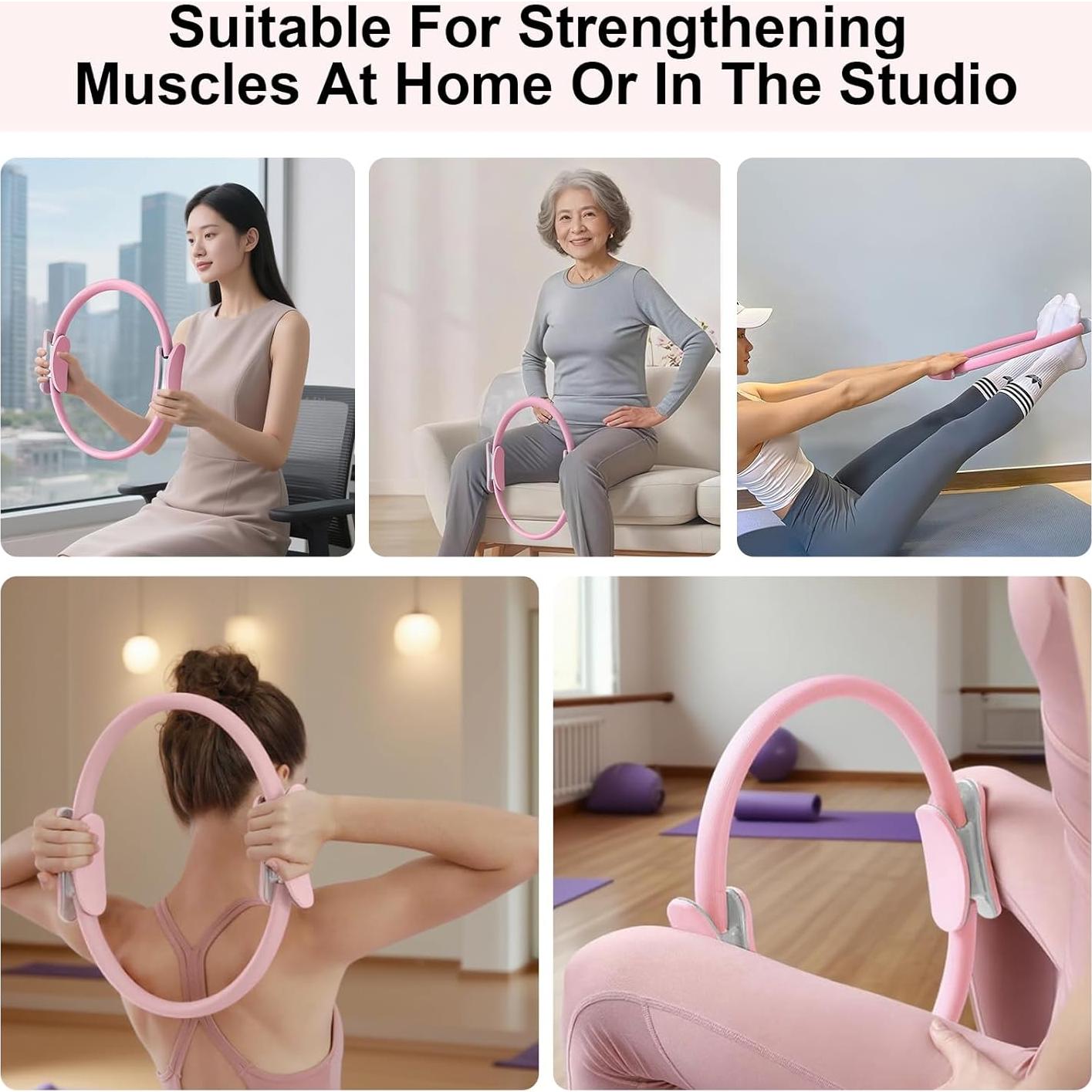 Anillo de Pilates Quorvella 38 cm Rosa con Mangos Acolchados