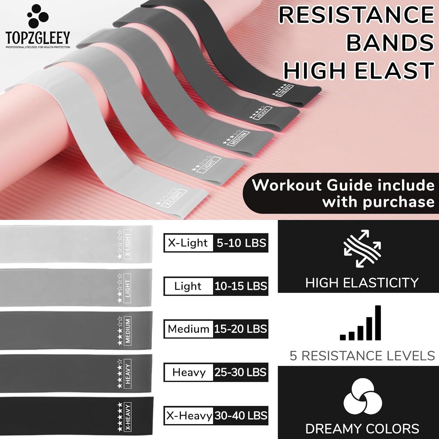 Conjunto de Anillos de Pilates TOPZGLEEY - 35.56 cm, 5 Bandas