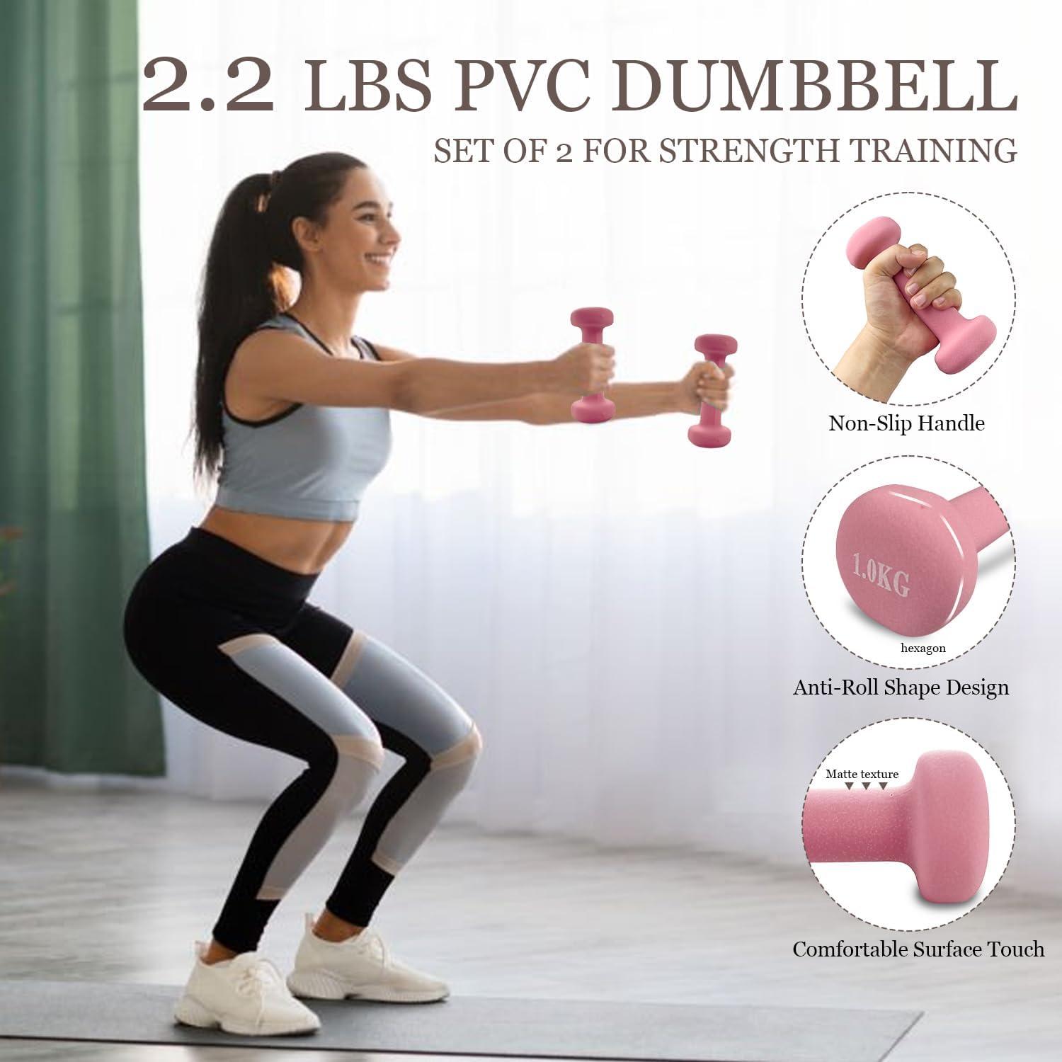 Kit de Pilates 9 Piezas HIMESPORNER - Anillo, Pelota, Mancuernas y Bandas