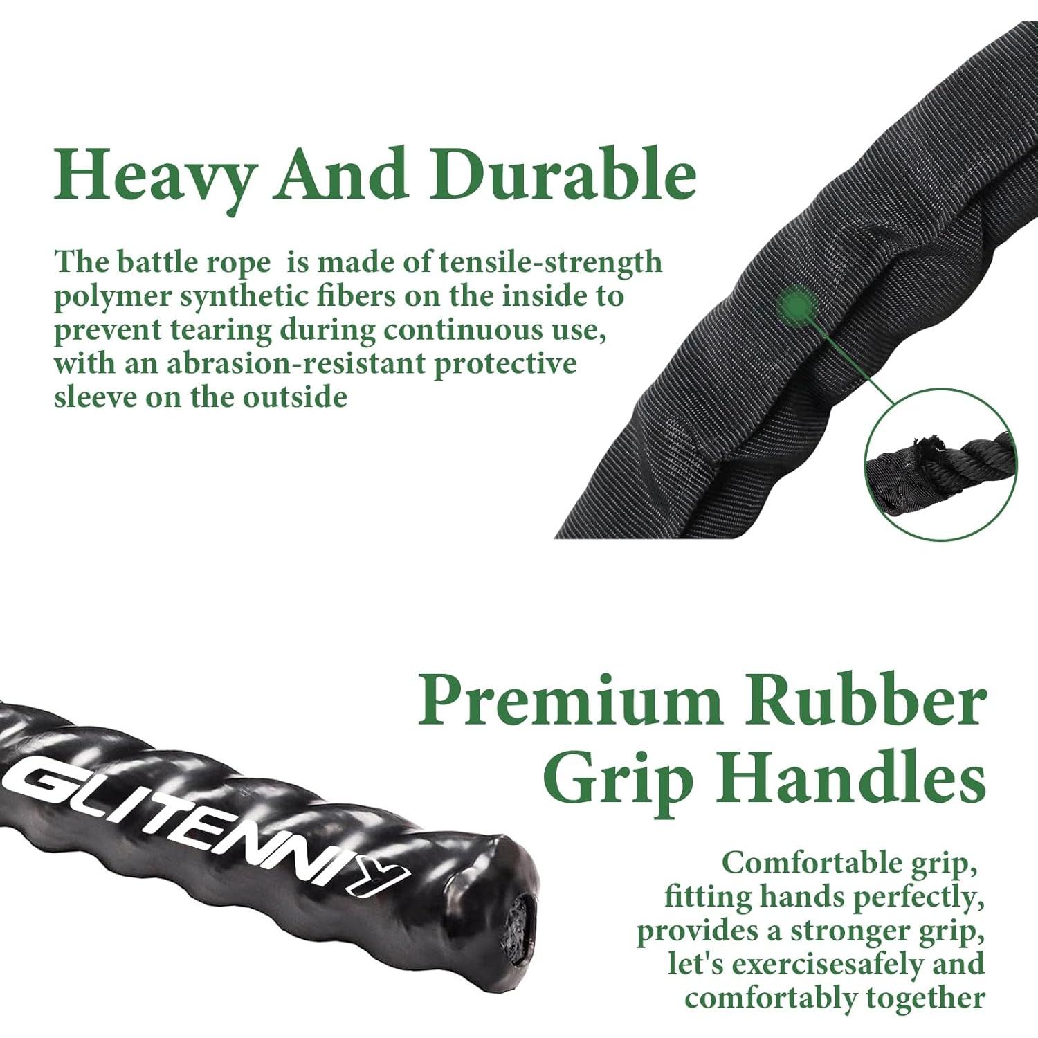 Cuerda de Batalla Glitenniy 30 pies 1 pulgada Negra Entrenamiento