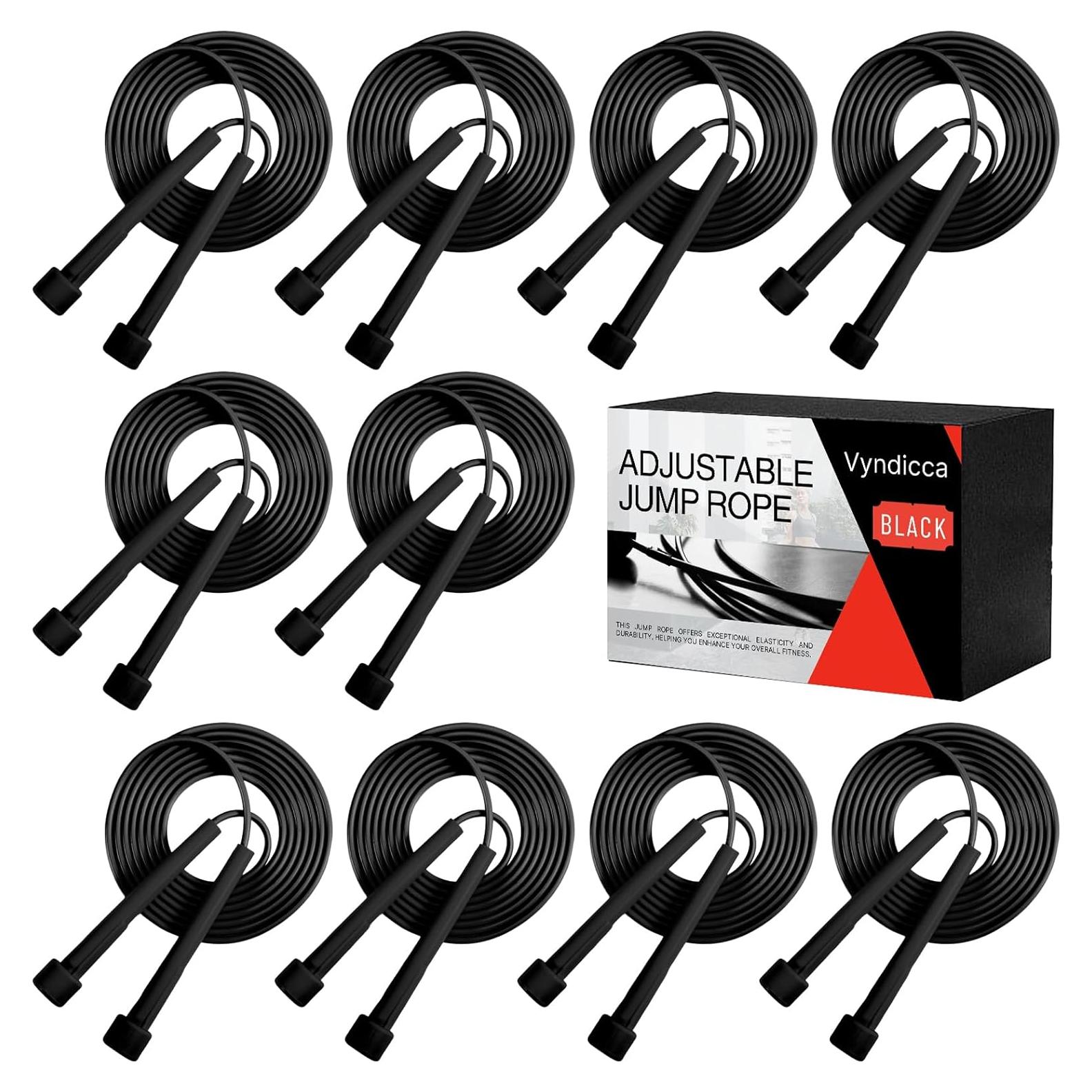 Paquete de 10 cuerdas de saltar Vyndicca ajustables para niños