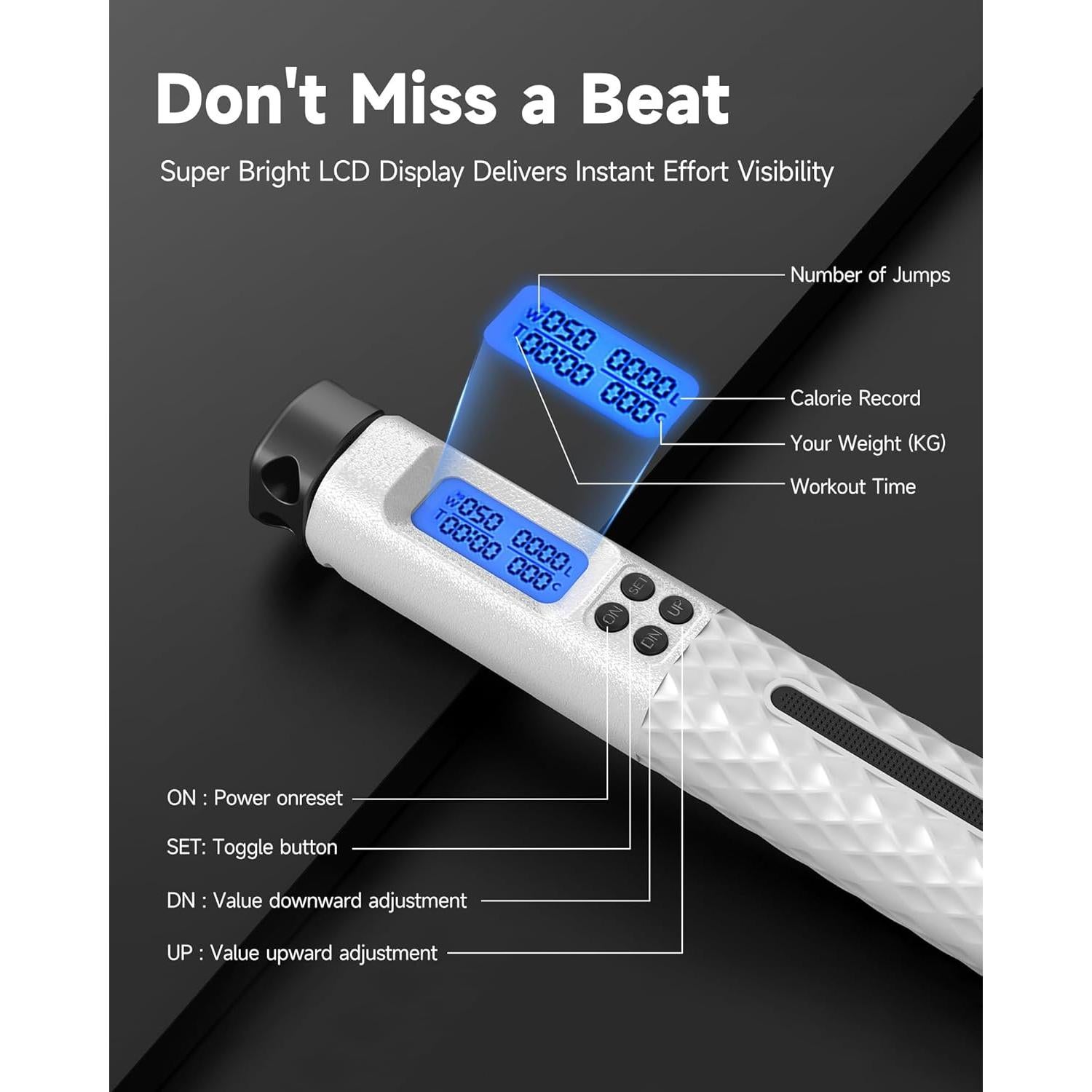 Cuerda de Salto Inteligente KINTHEA 2 en 1 con Contador LED