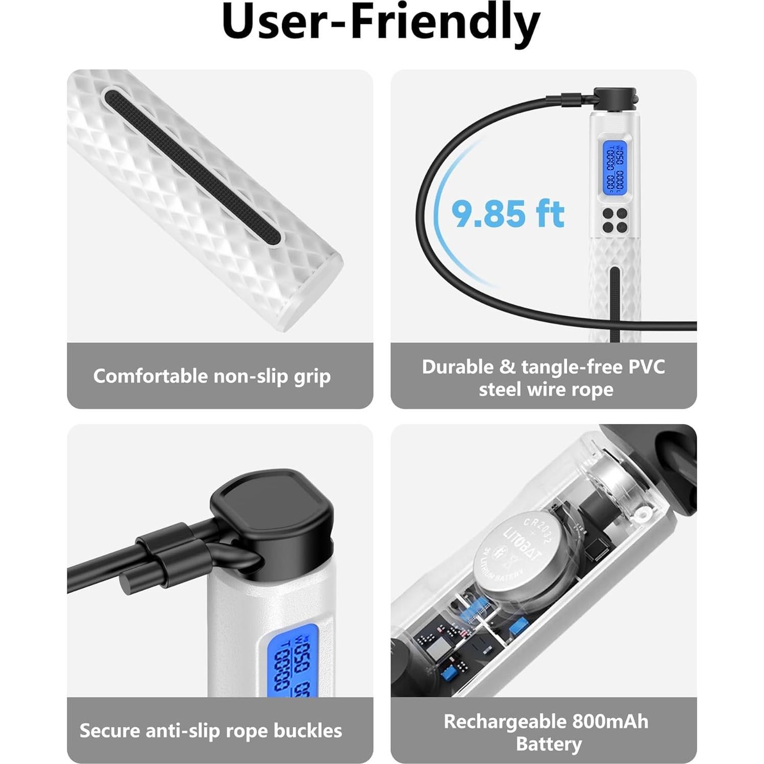 Cuerda de Salto Inteligente KINTHEA 2 en 1 con Contador LED