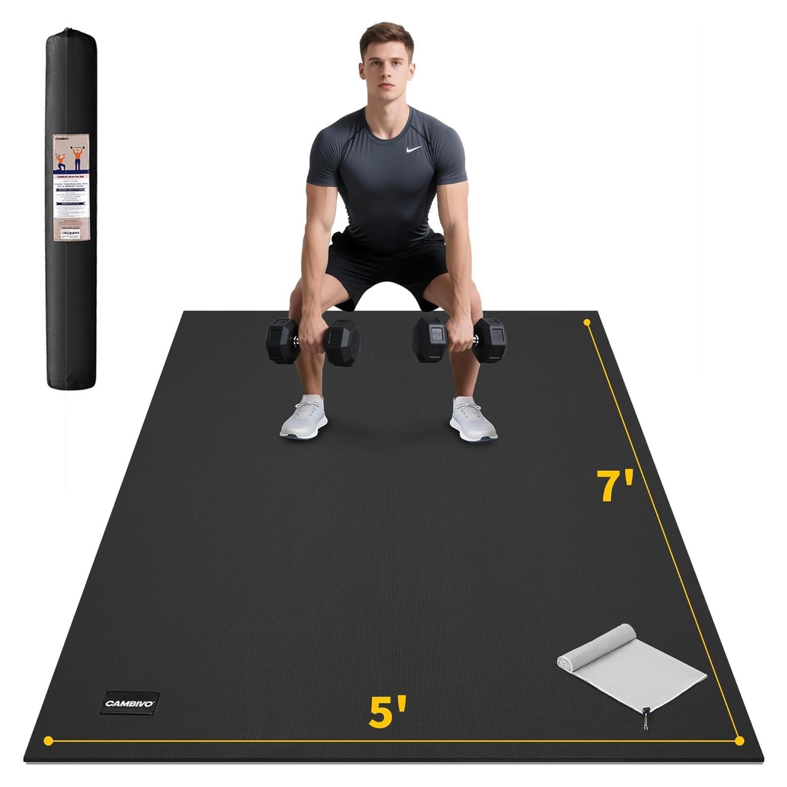 Alfombrilla de Ejercicio CAMBIVO 2.13m x 1.52m Antideslizante 7mm