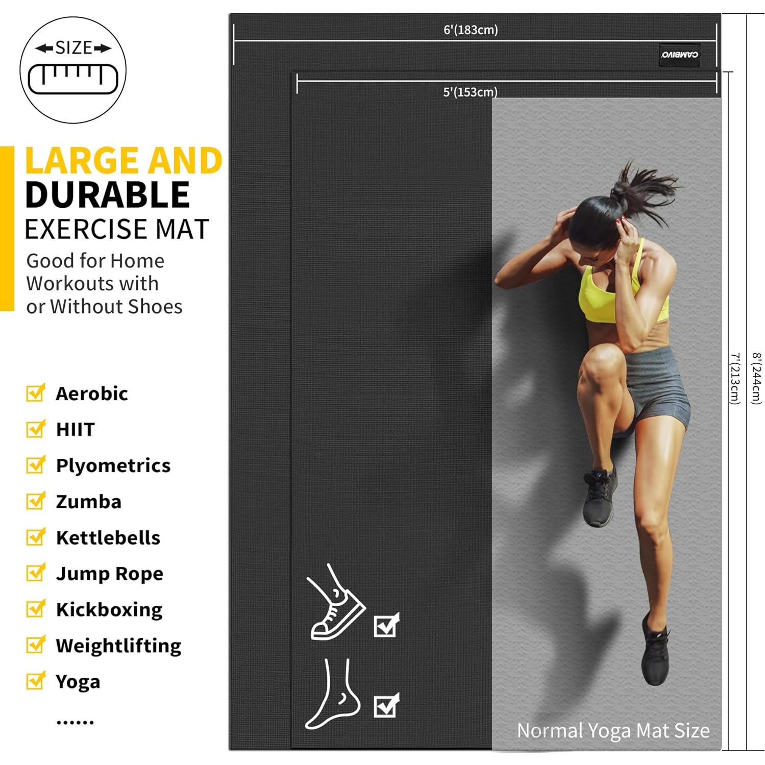 Alfombrilla de Ejercicio CAMBIVO 2.13m x 1.52m Antideslizante 7mm
