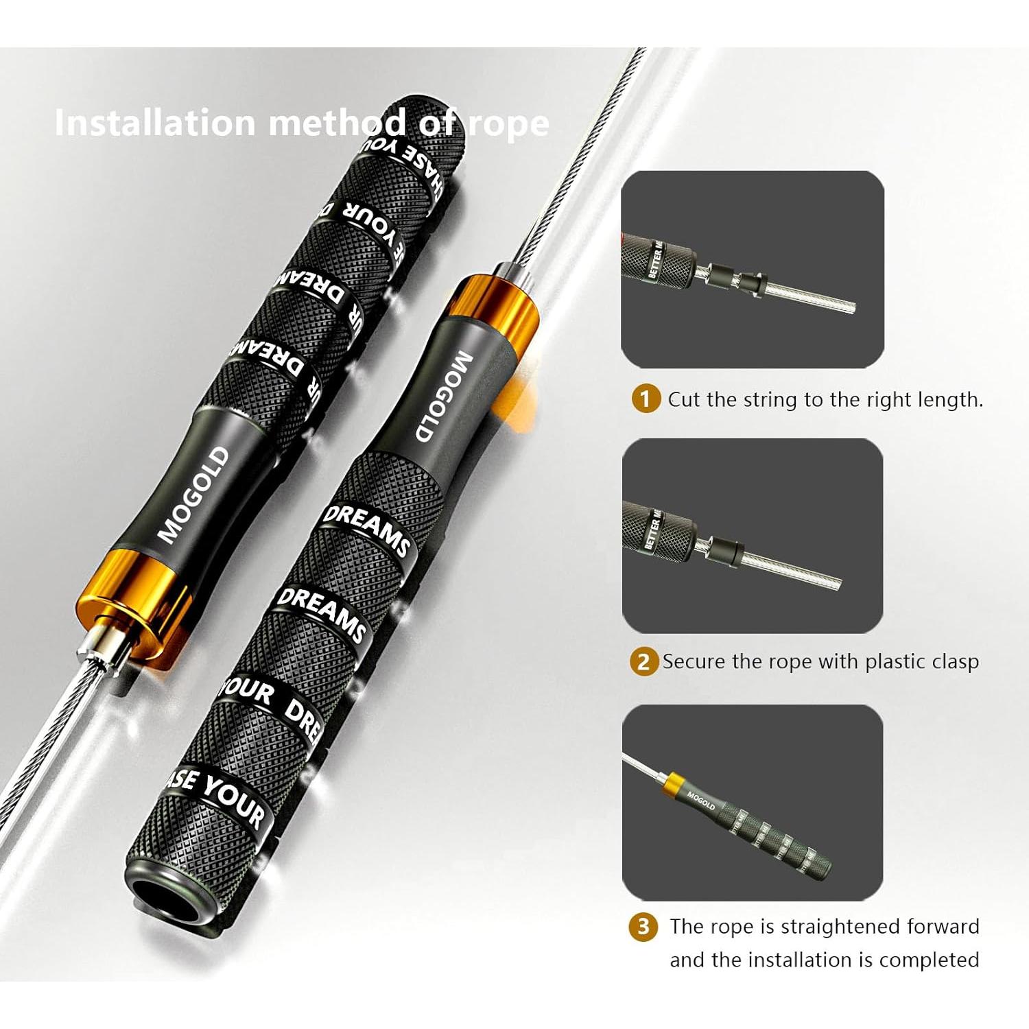 Cuerda de Salto Ajustable MOGOLD 3m - Acero PVC Antideslizante
