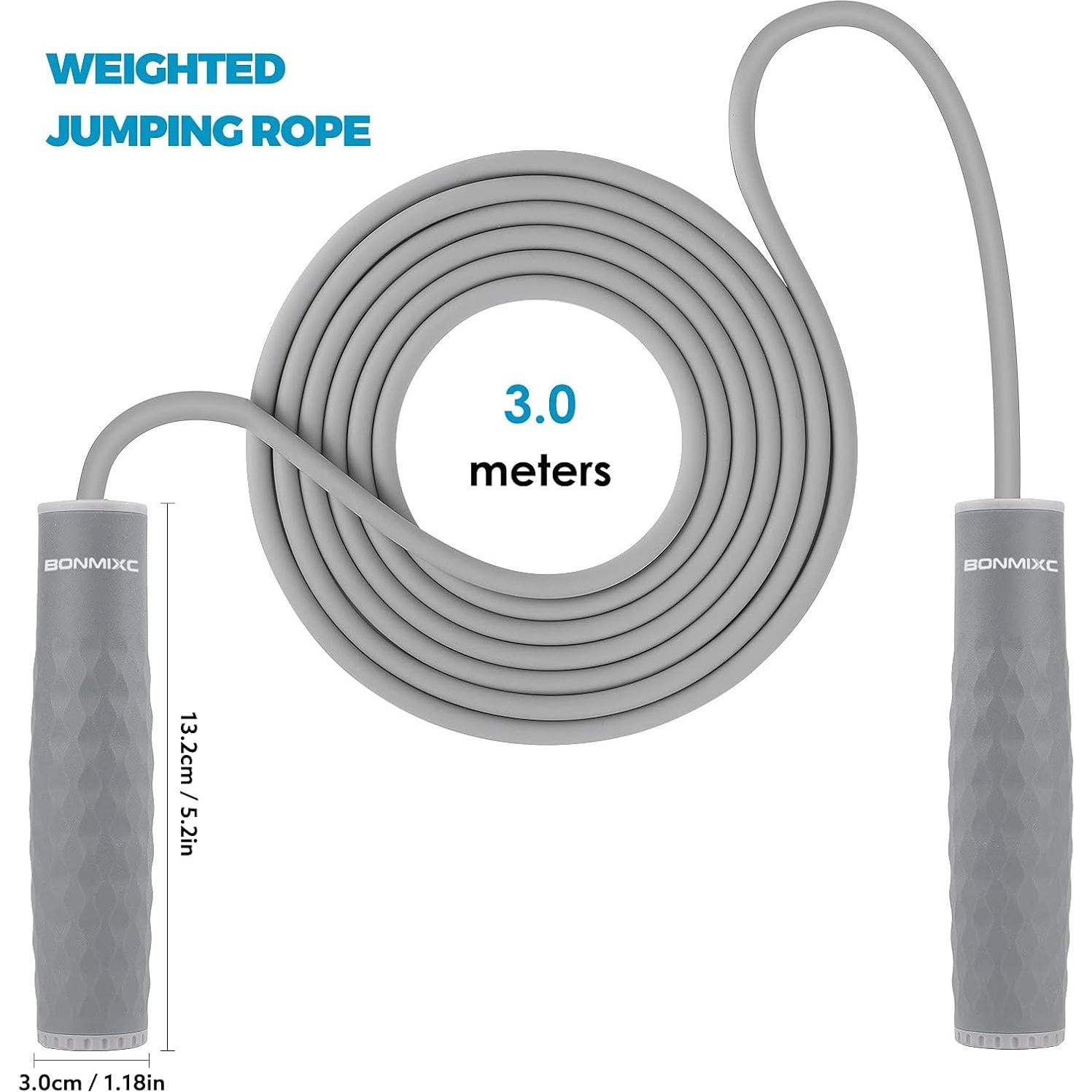 Cuerda de Saltar con Peso BONMIXC 0.45 kg Ajustable para Fitness