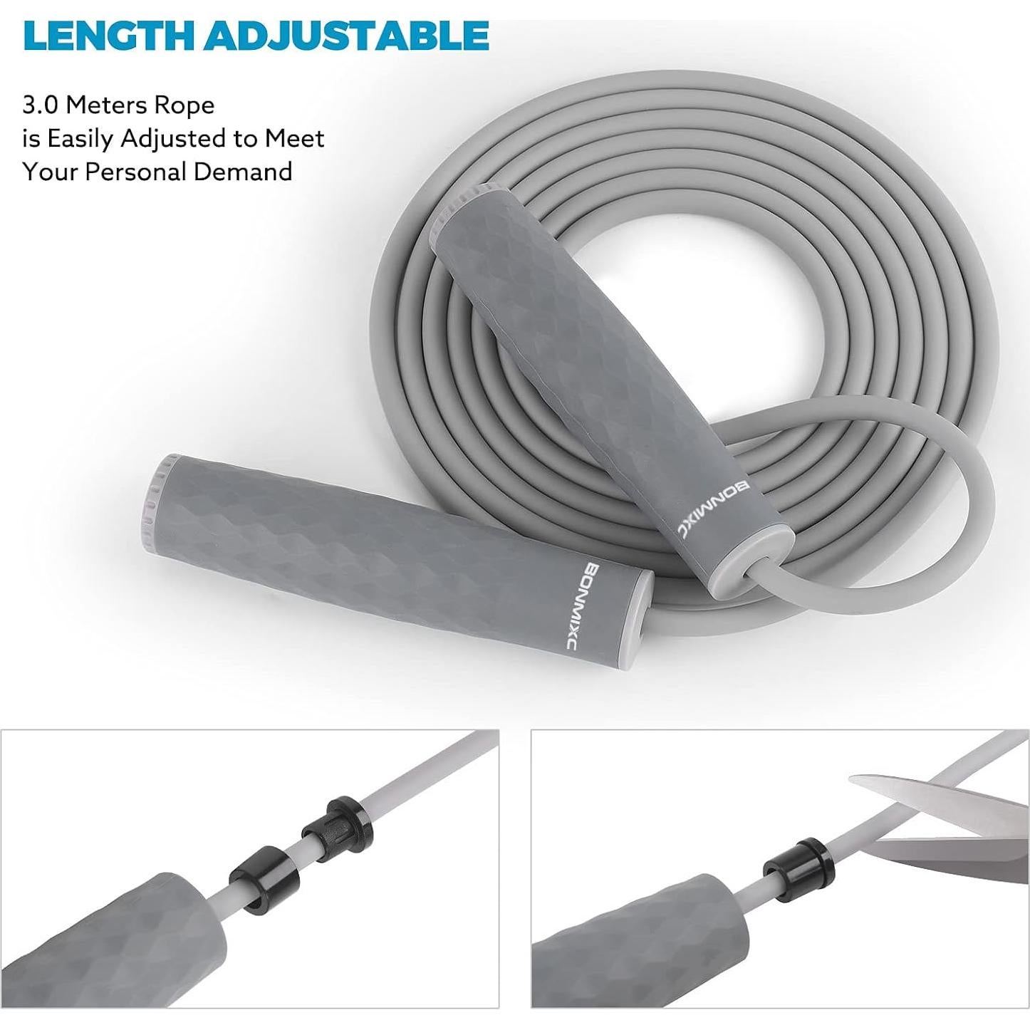 Cuerda de Saltar con Peso BONMIXC 0.45 kg Ajustable para Fitness
