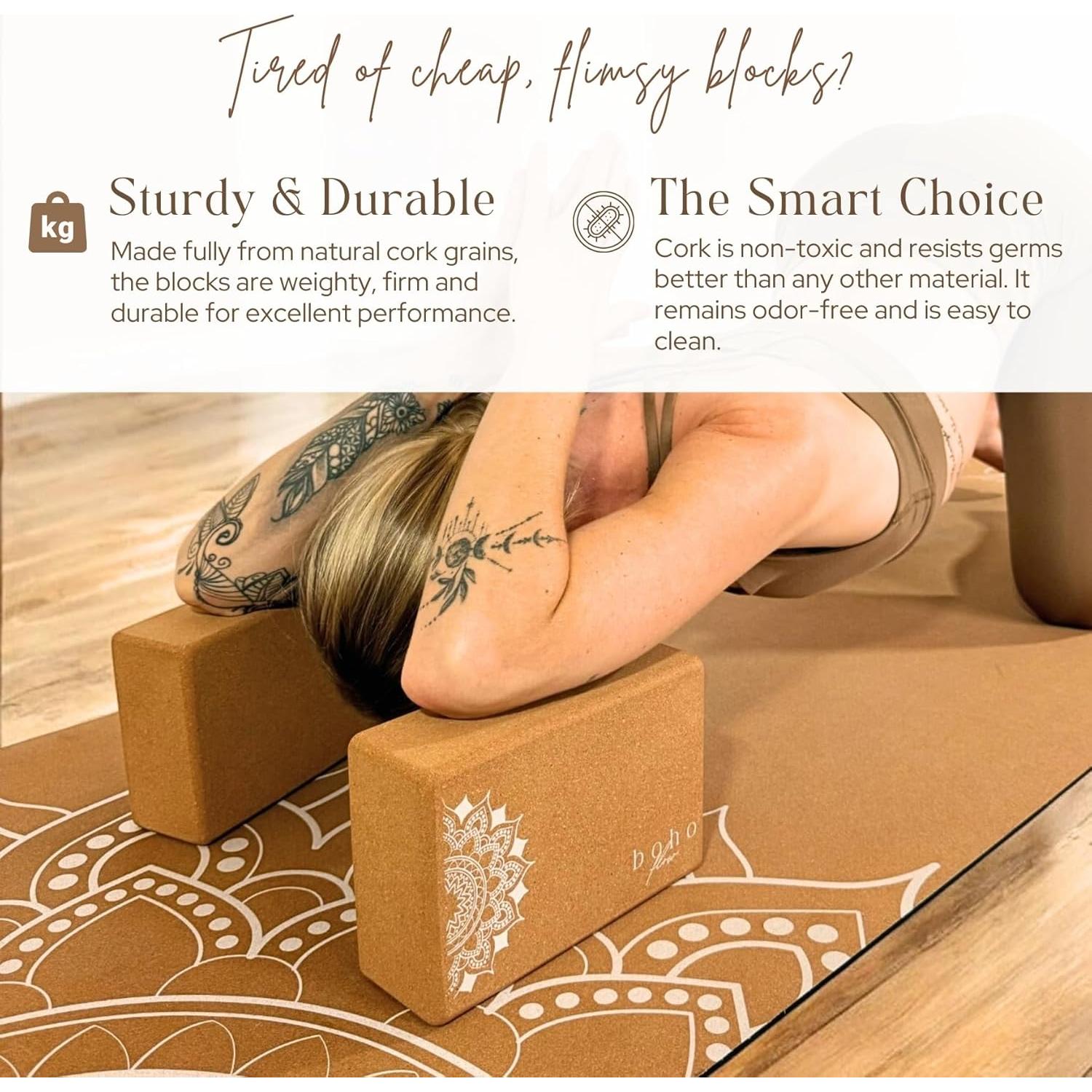 Juego de 2 Bloques de Yoga de Corcho Boho Flow Ecológicos