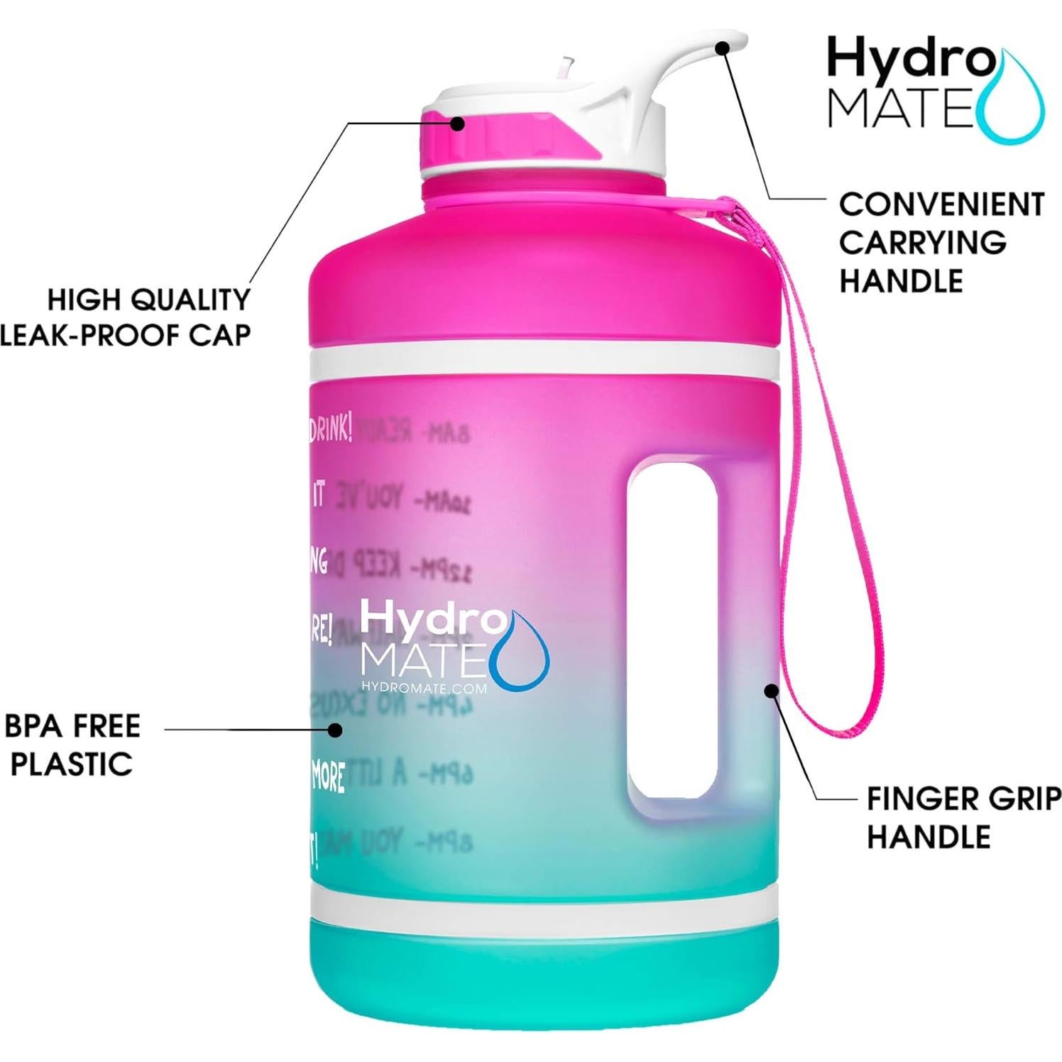 Botella de Agua HydroMATE 64 oz Reutilizable Rosa Aqua
