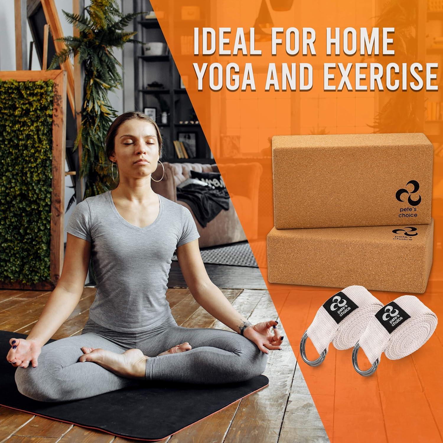 Kit de Yoga Pete's Choice: 2 Correas y 2 Bloques de Corcho