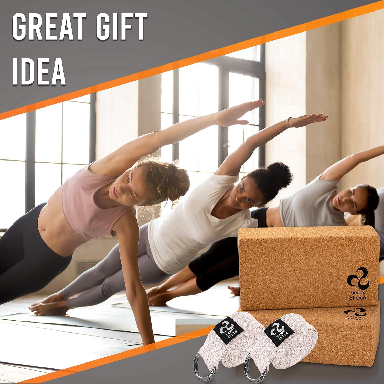 Kit de Yoga Pete's Choice: 2 Correas y 2 Bloques de Corcho