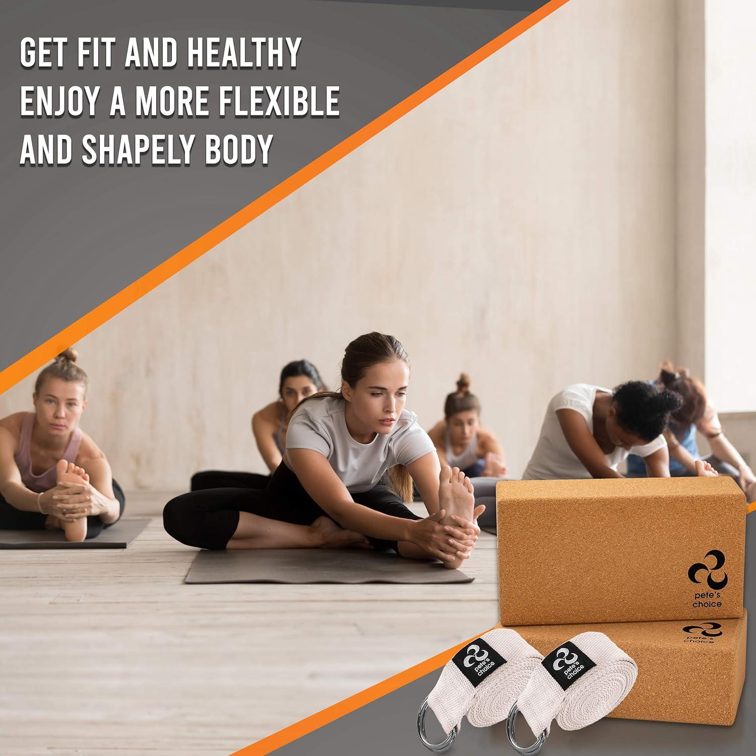 Kit de Yoga Pete's Choice: 2 Correas y 2 Bloques de Corcho