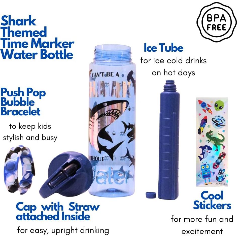 Botella de Agua Motivacional Hot Focus 650ml Tiburón