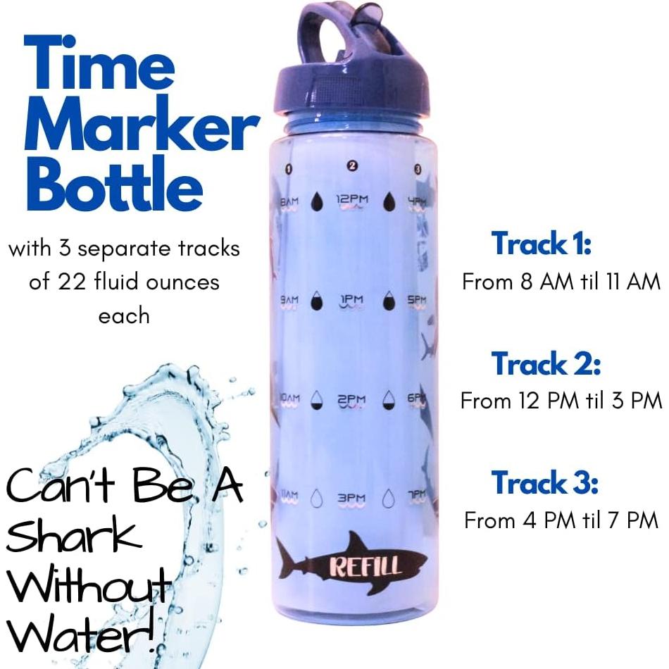 Botella de Agua Motivacional Hot Focus 650ml Tiburón