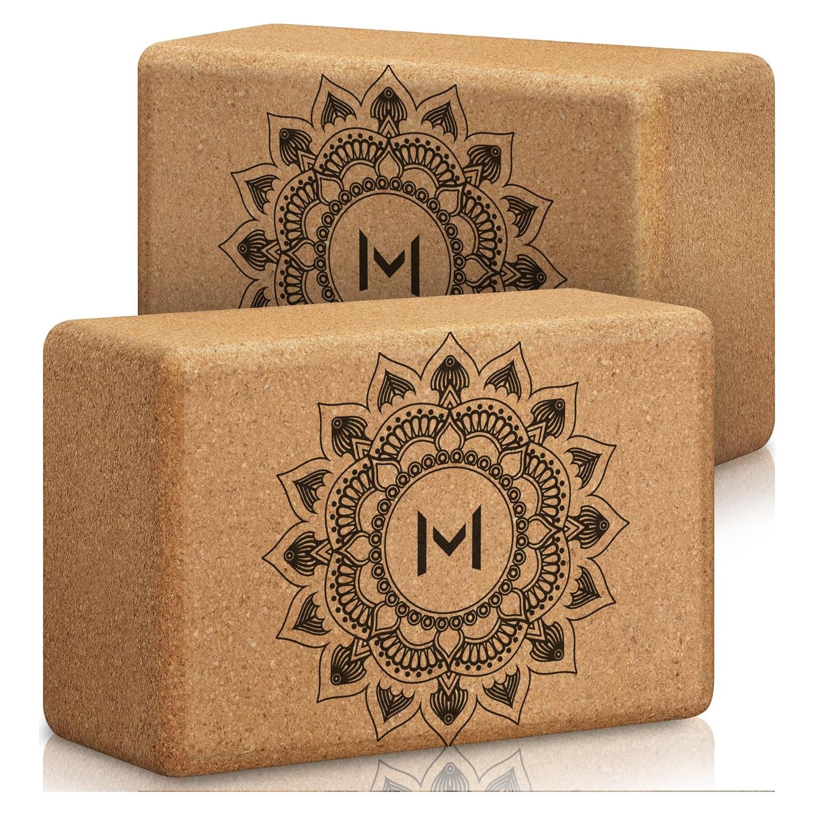 Set de 2 Bloques de Yoga de Corcho Mentalidad Motivada 22.86x10.16x15.24 cm