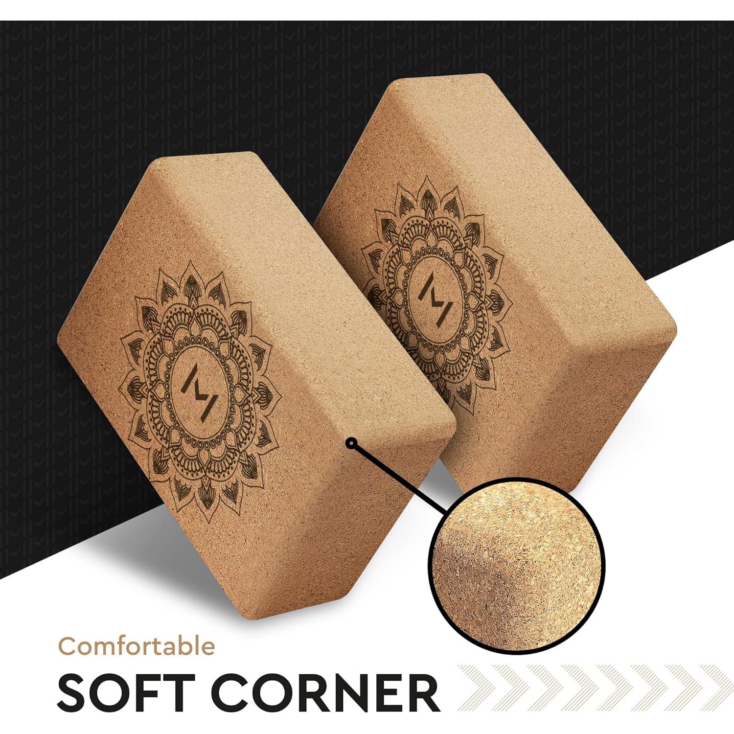 Set de 2 Bloques de Yoga de Corcho Mentalidad Motivada 22.86x10.16x15.24 cm