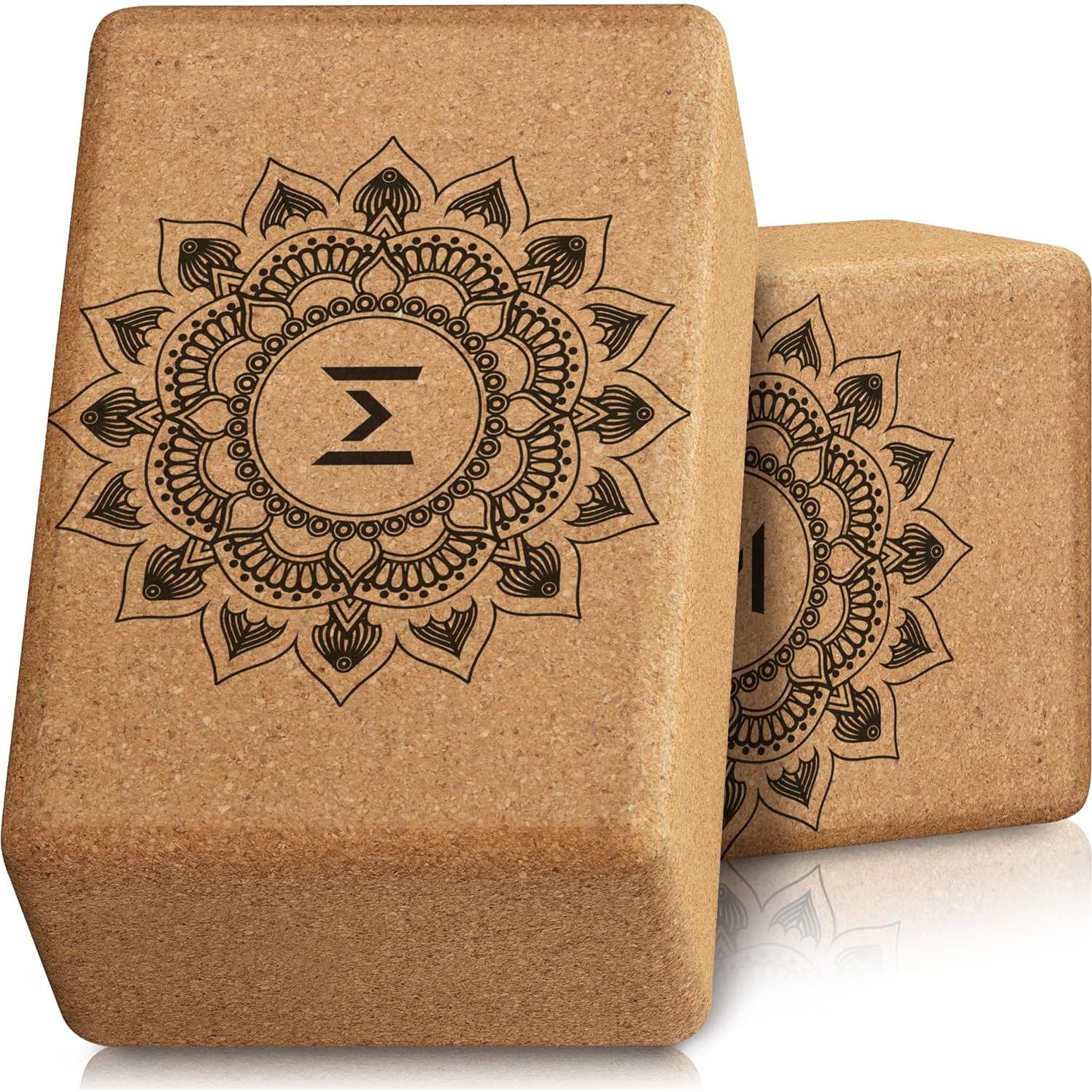 Set de 2 Bloques de Yoga de Corcho Mentalidad Motivada 22.86x10.16x15.24 cm