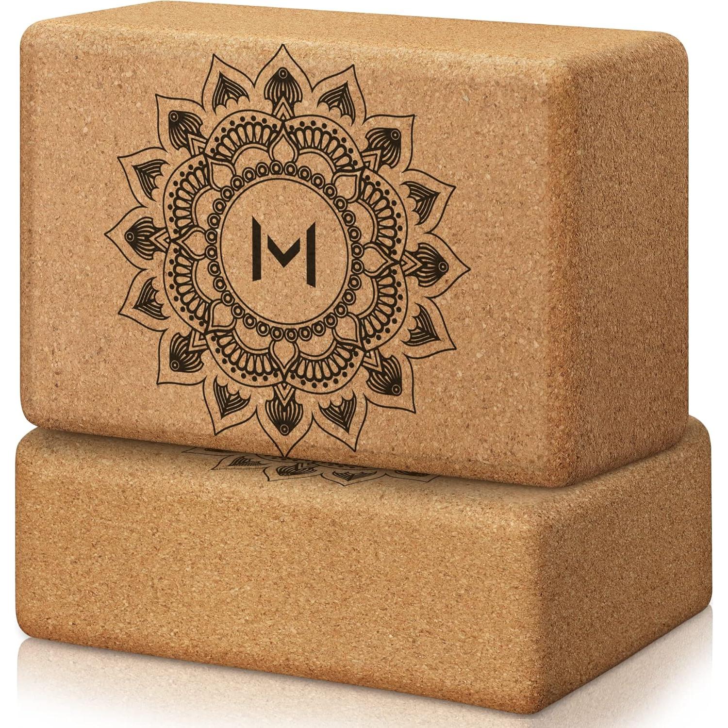 Set de 2 Bloques de Yoga de Corcho Mentalidad Motivada 22.86x10.16x15.24 cm