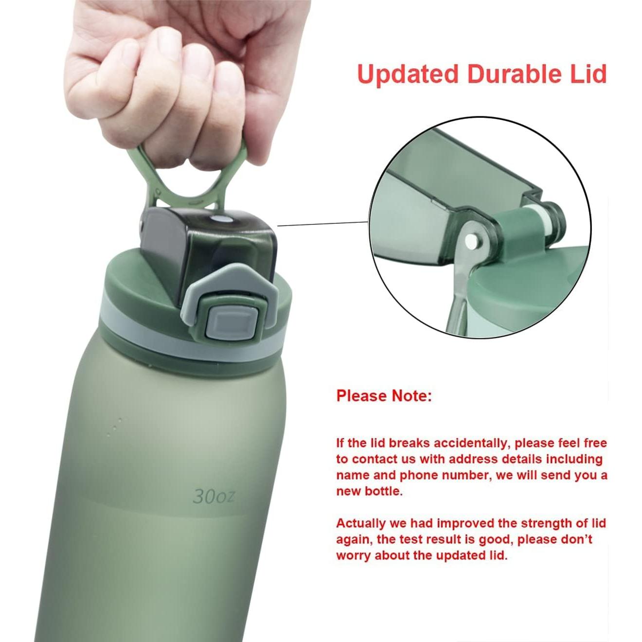 Botella de Agua Teentumn 887 ml con Marcador de Tiempo Verde