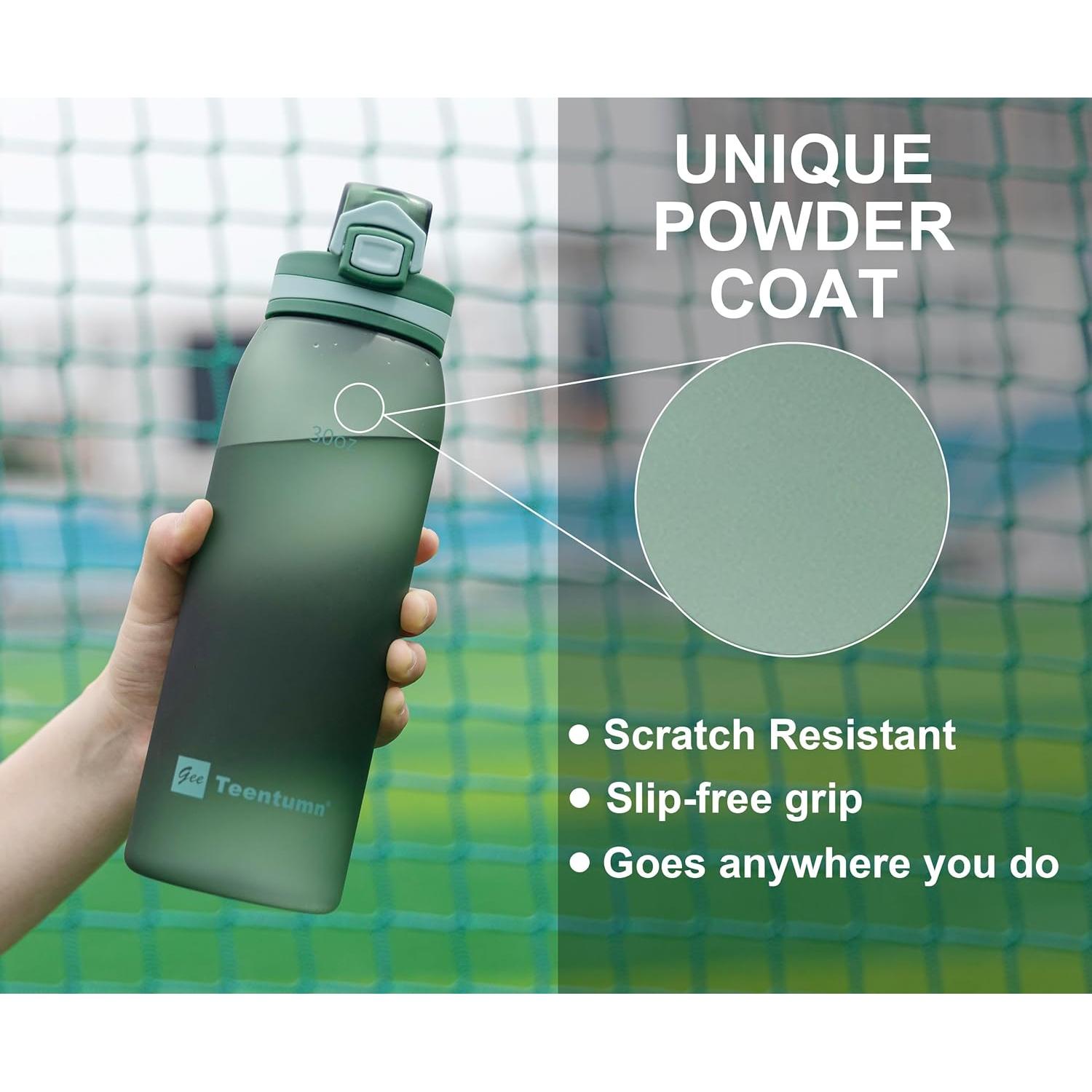 Botella de Agua Teentumn 887 ml con Marcador de Tiempo Verde