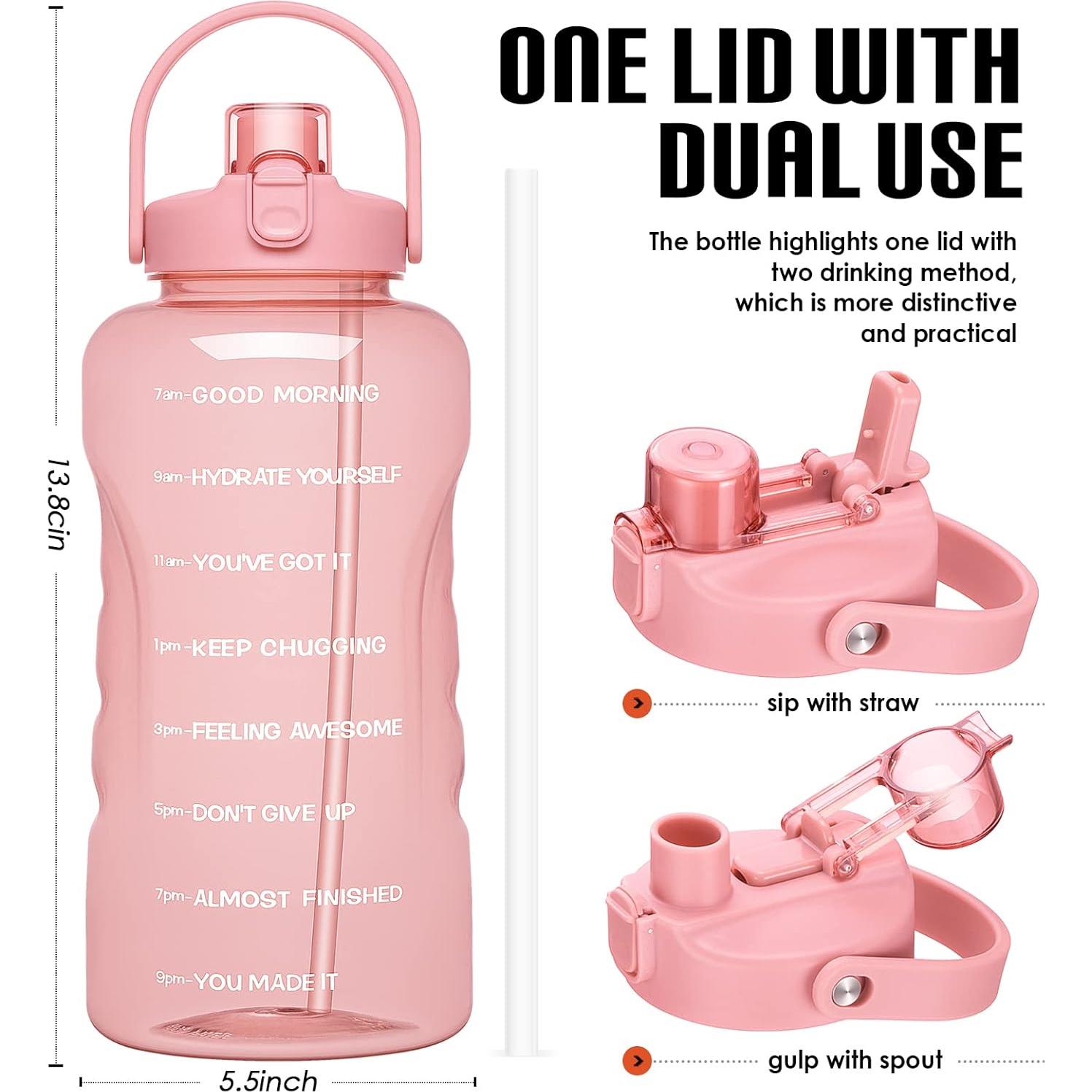 Botella de Agua HydroPal 3.8L con Pajilla y Horarios Motivacionales