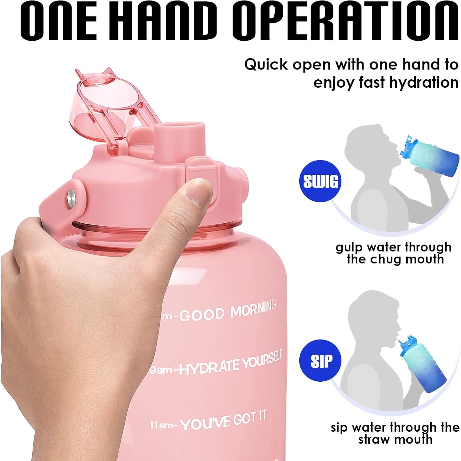 Botella de Agua HydroPal 3.8L con Pajilla y Horarios Motivacionales