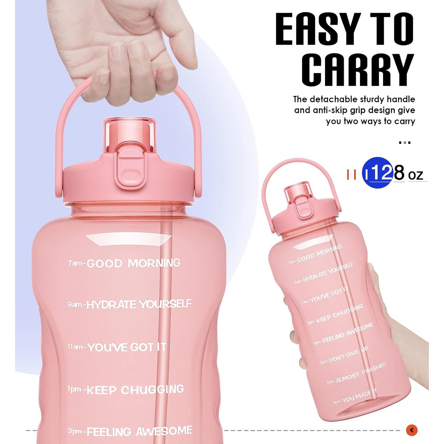 Botella de Agua HydroPal 3.8L con Pajilla y Horarios Motivacionales