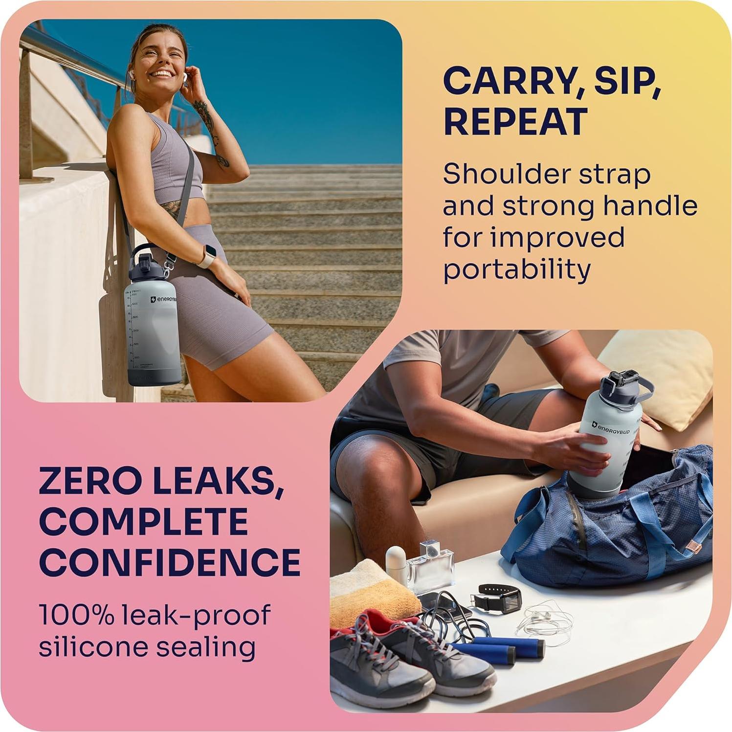 Botella de Agua 1 Galón EnergyBud 3.78L Boca Ancha Apta Lavavajillas