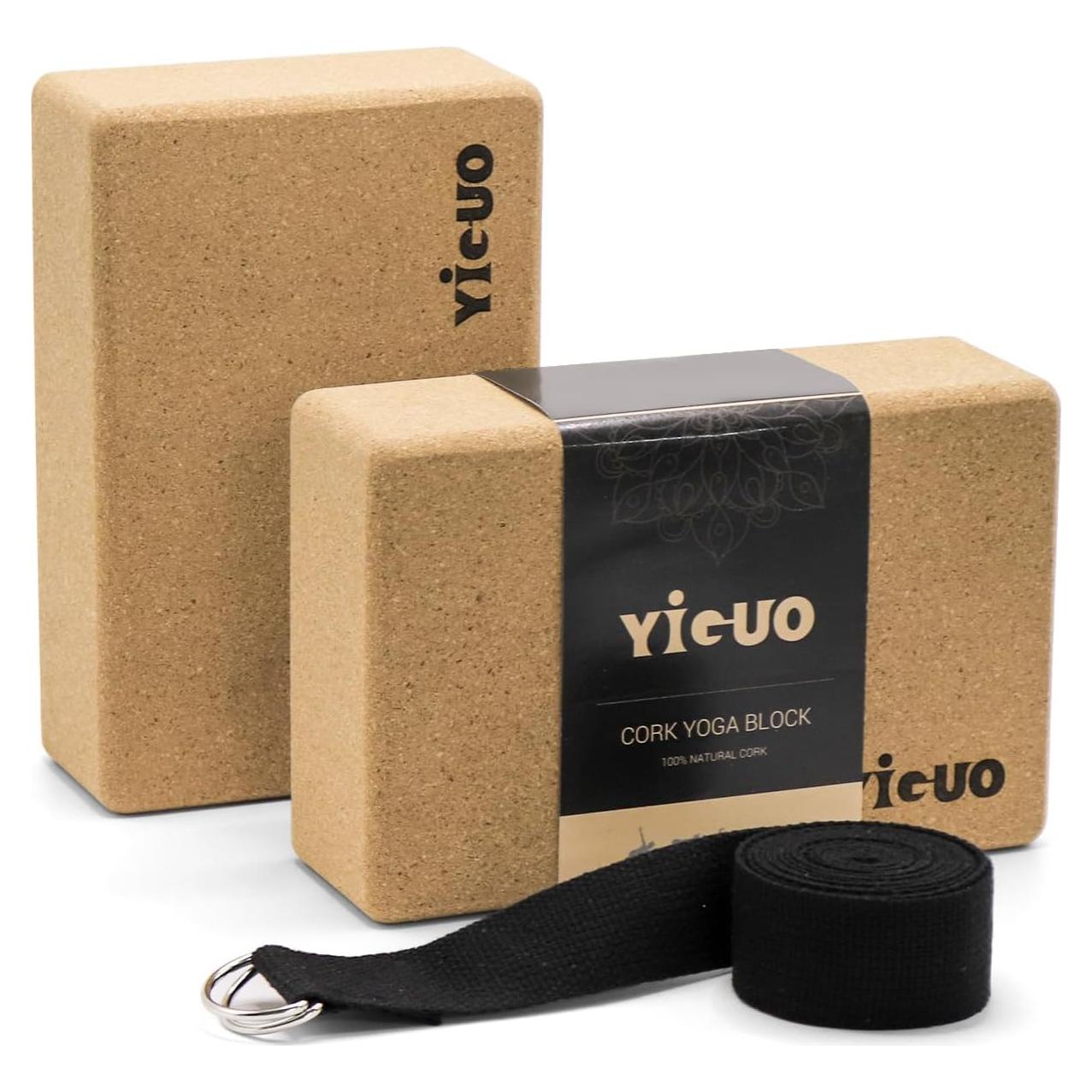 Bloques de Yoga de Corcho YIGUO 2 Piezas Antideslizantes 22.86x15.24cm