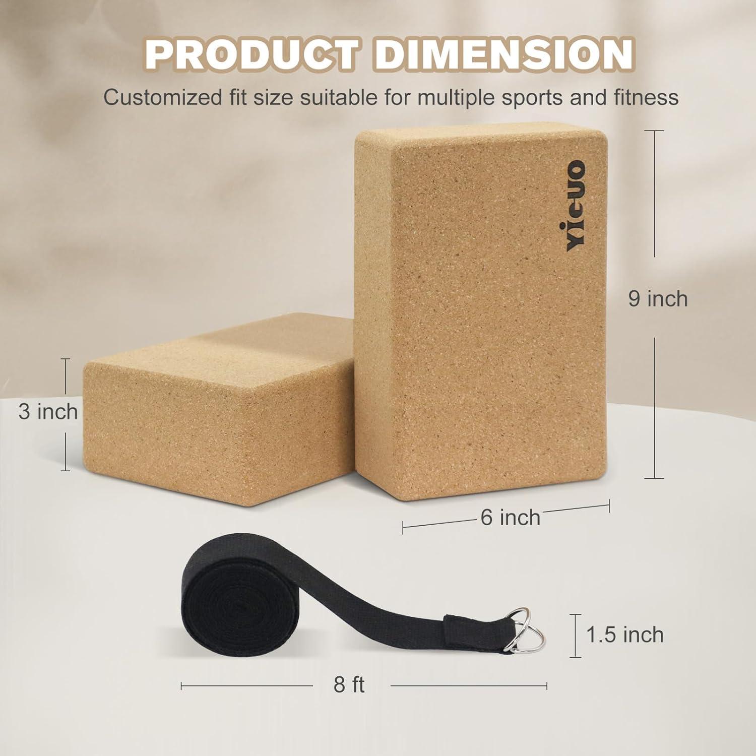 Bloques de Yoga de Corcho YIGUO 2 Piezas Antideslizantes 22.86x15.24cm